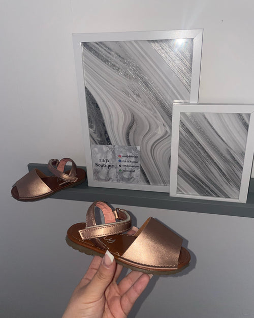 Girls Rose Gold Dolly Sandals
