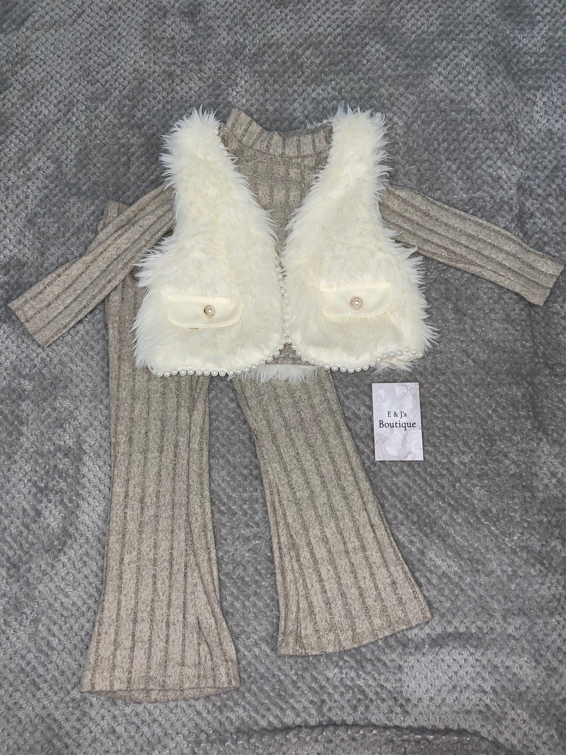 Girls Ribbed Waistcoat Loungeset