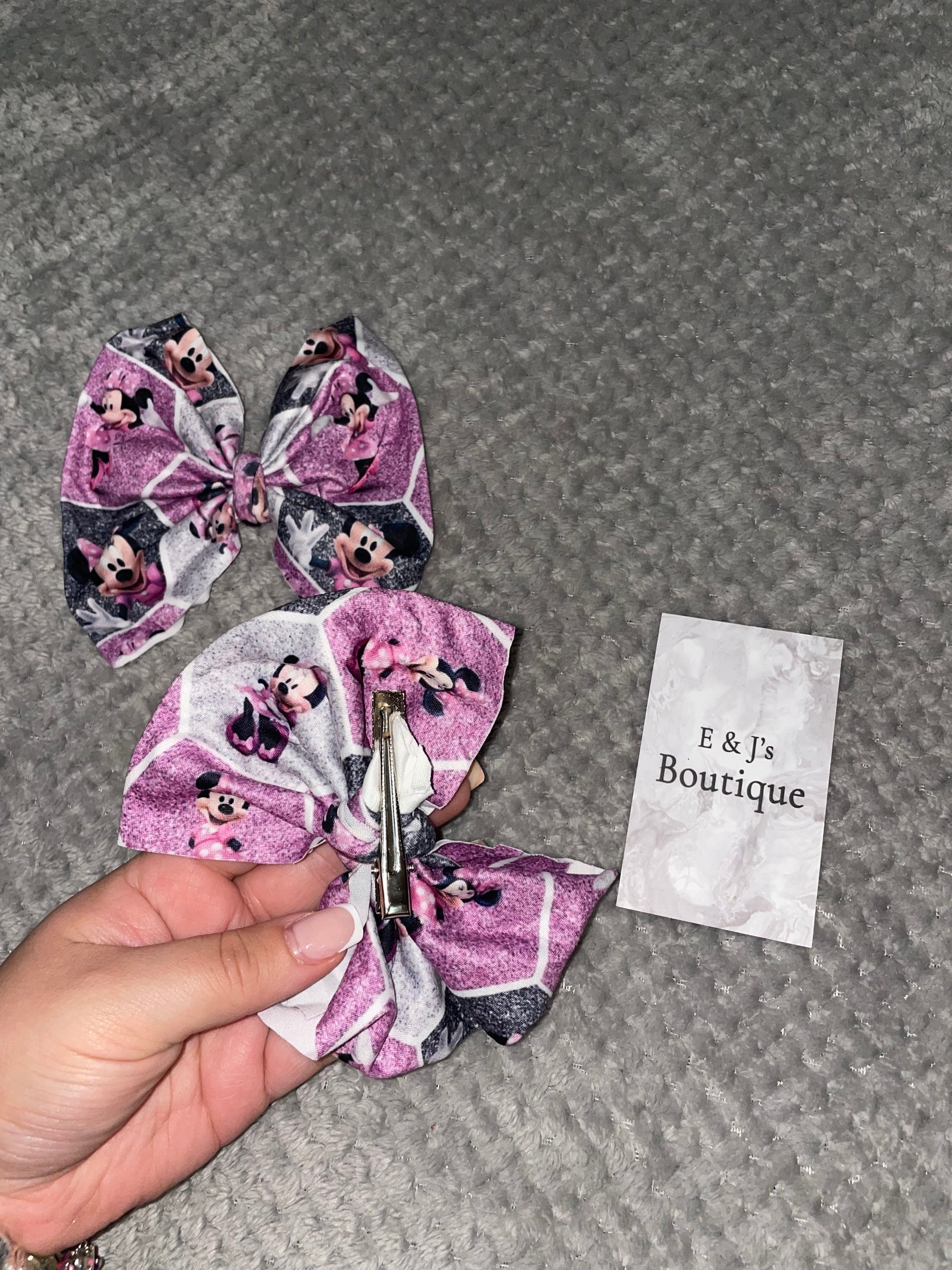 Girls Minnie Mouse Handmade Hair Bow Clips