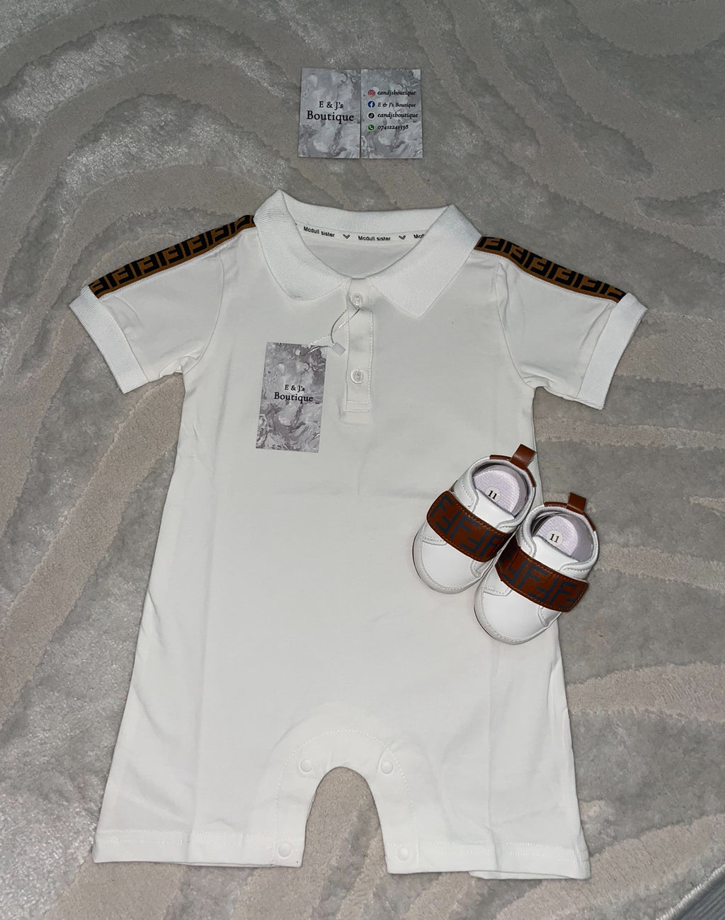 Fendi Romper & Pram Shoes Set