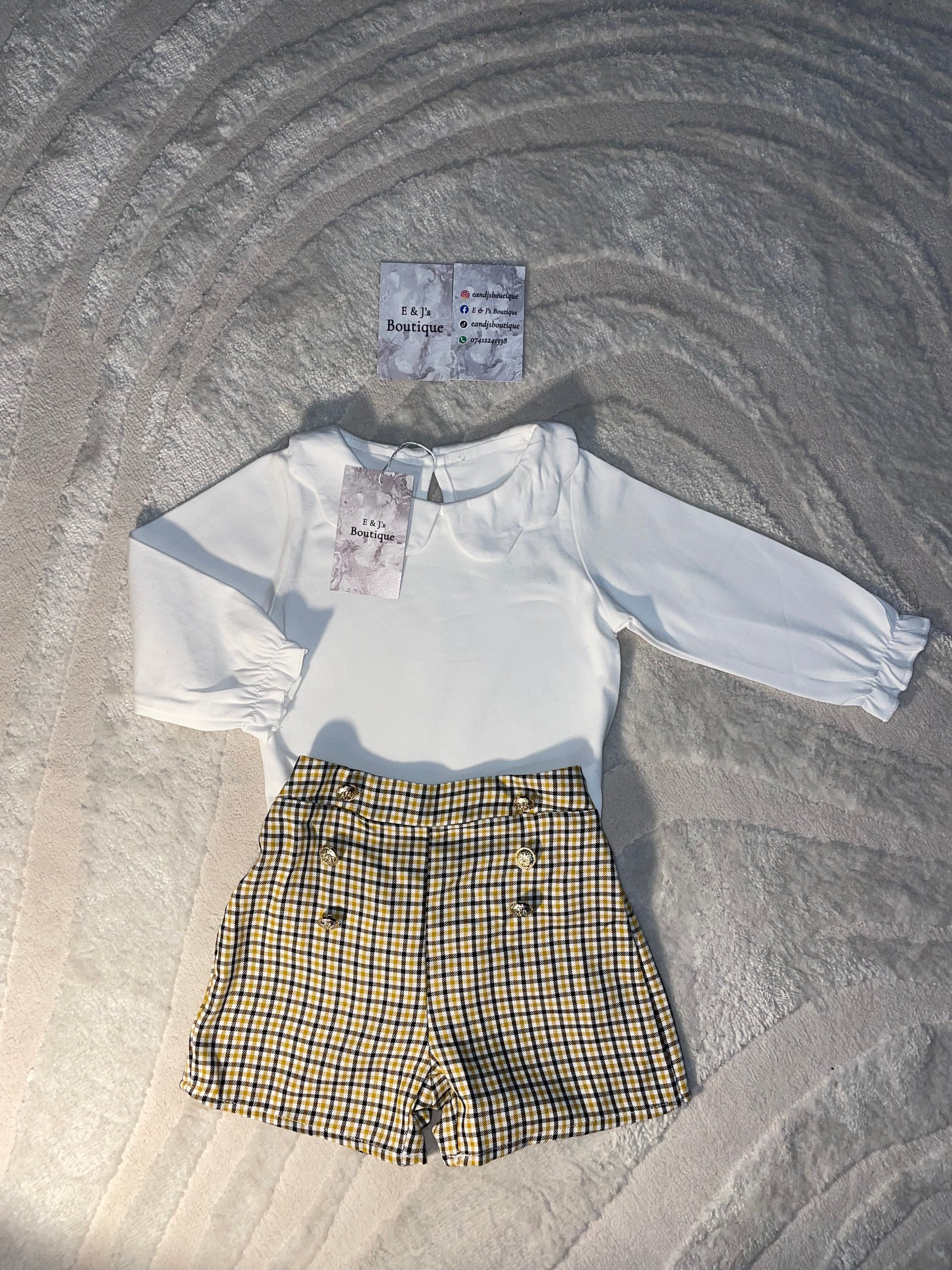 2pc Gold Button Shorts Set