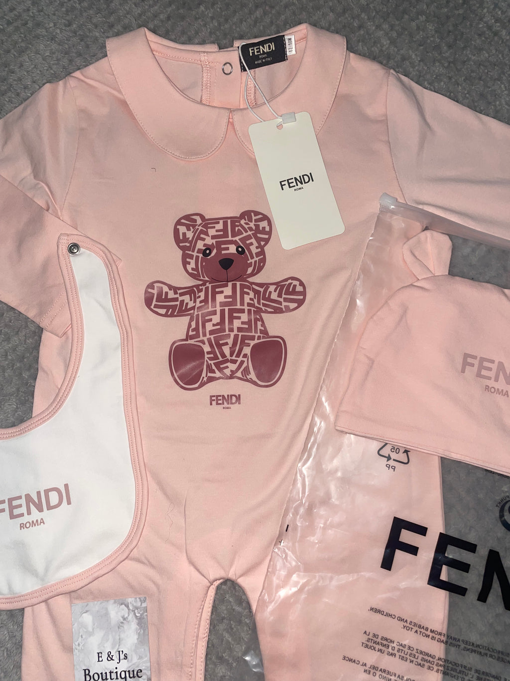 Fendi Teddy Bear 3pc Babygrow Set