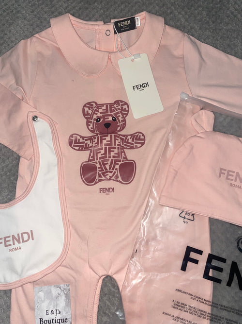 Fendi Teddy Bear 3pc Babygrow Set