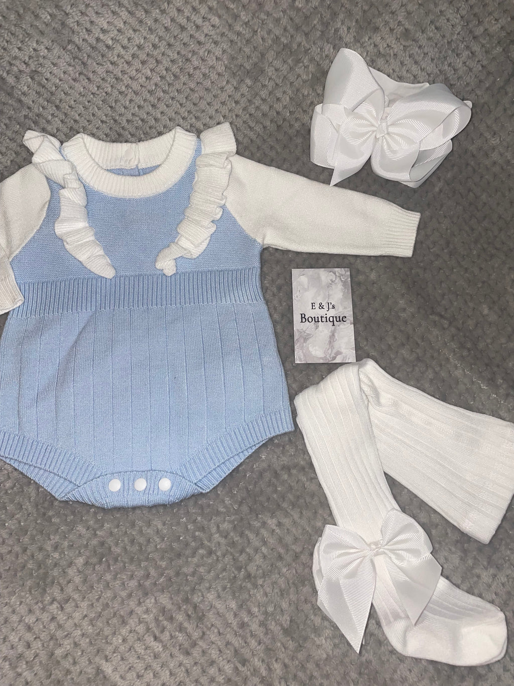 Girls Blue & White Frill 3pc Sets