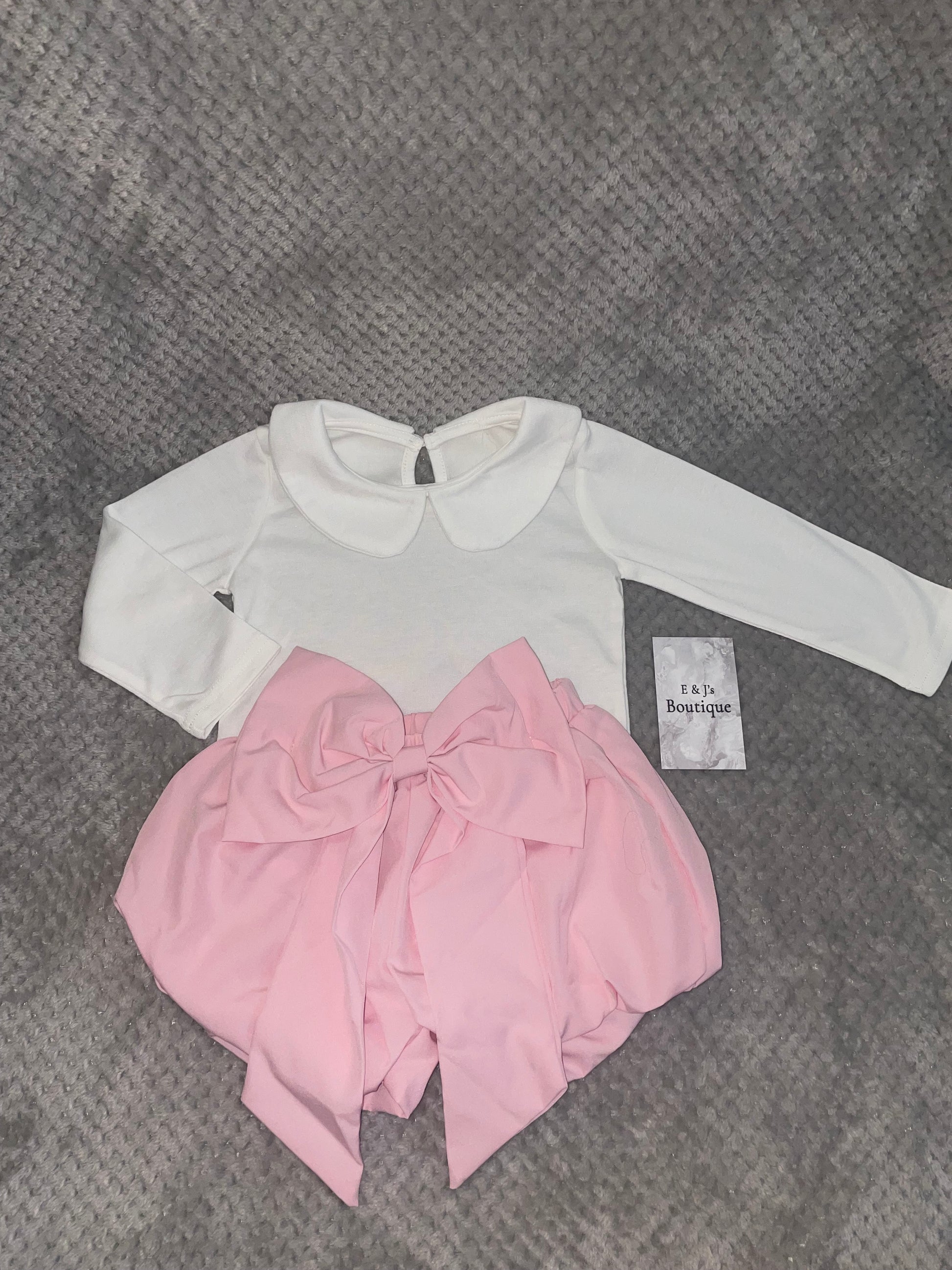 Girls Pink Bow 2pc Set