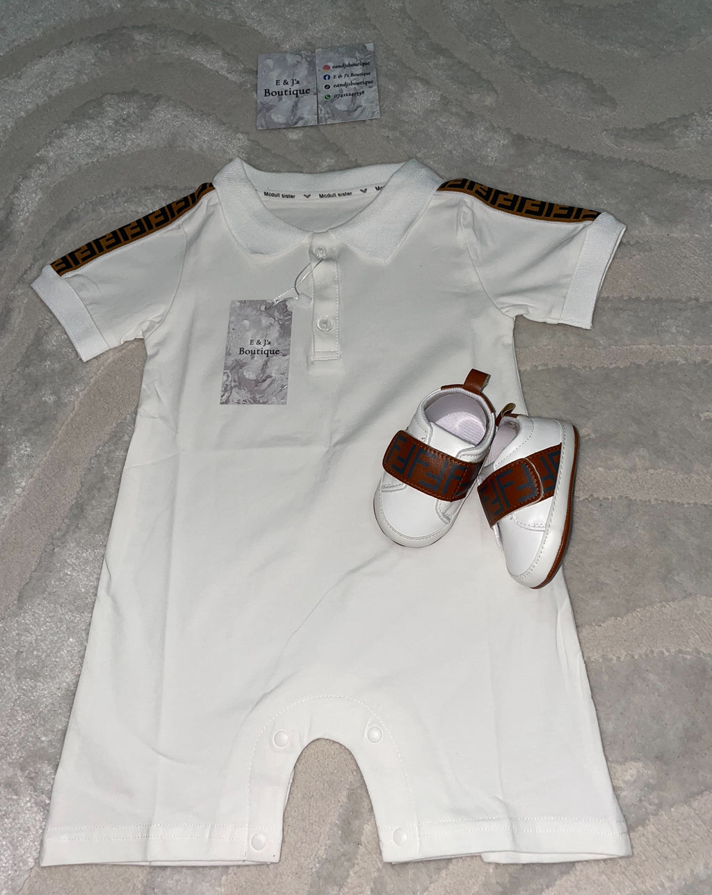Fendi Romper & Pram Shoes Set