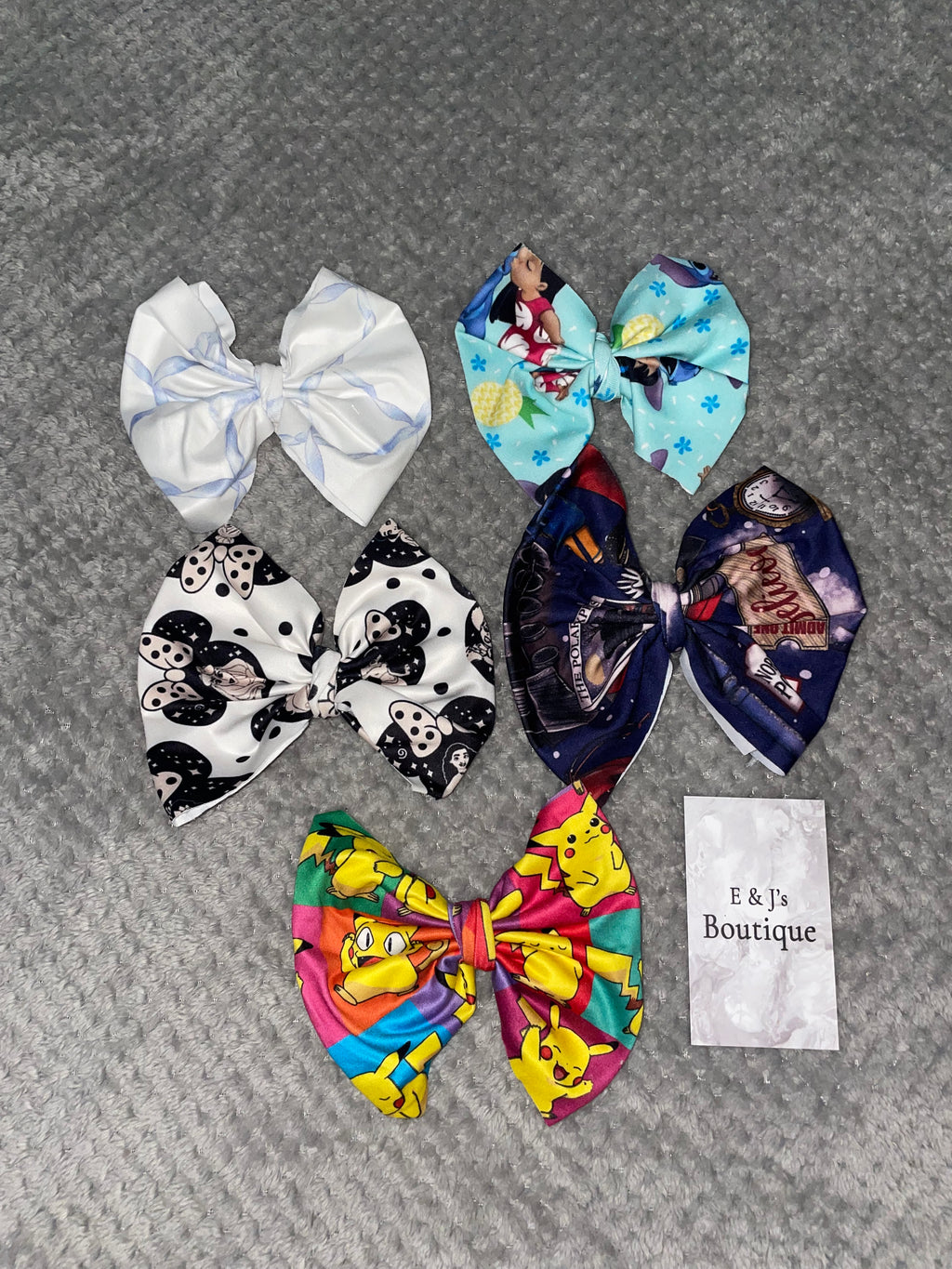 Girls Mixed Design Handmade Hair Bow Clips