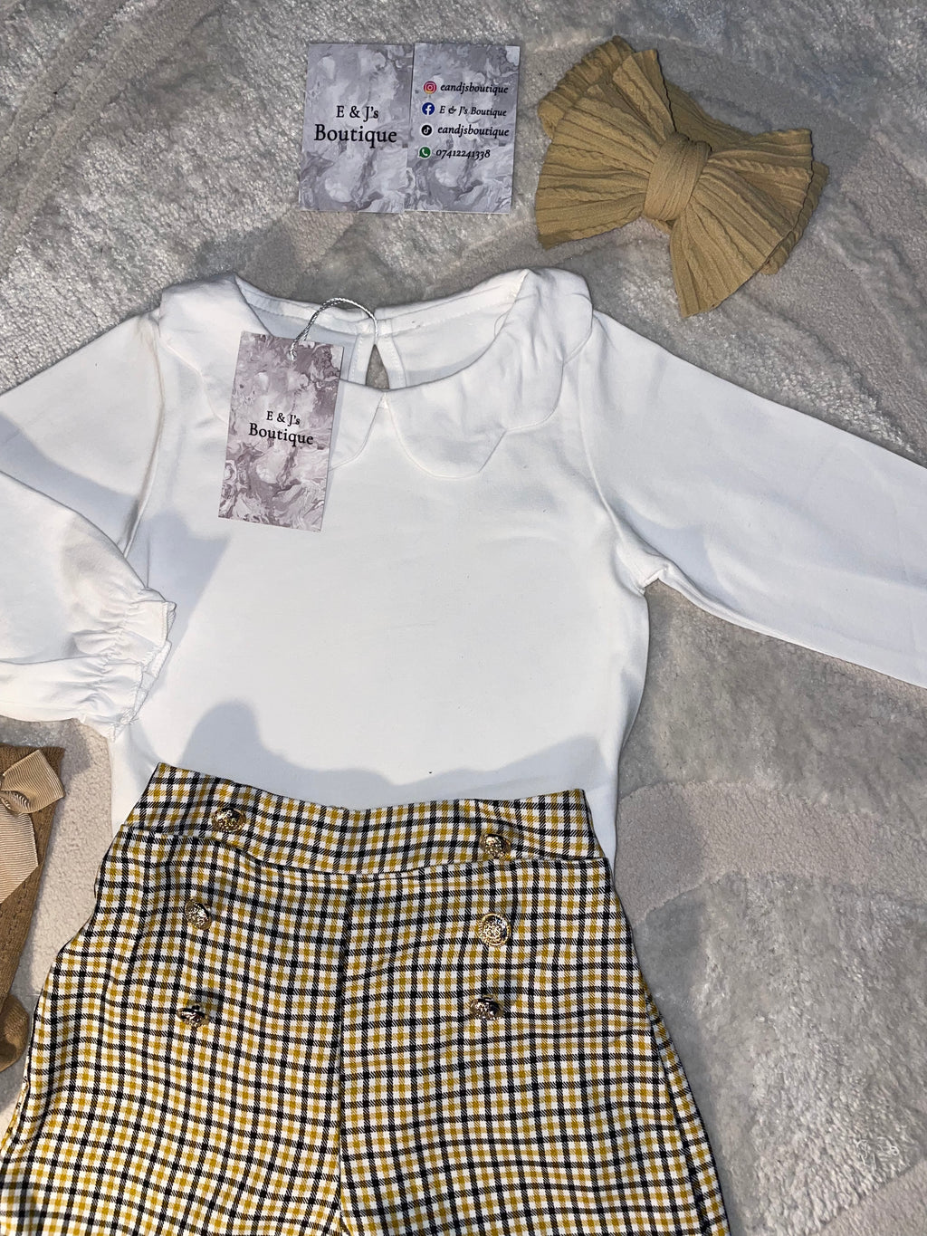 4pc Gold Button Shorts Set