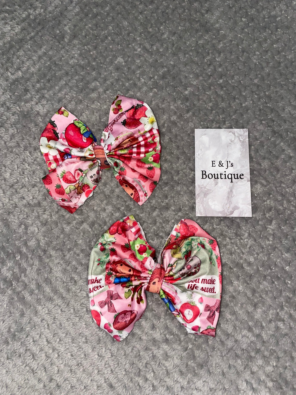Girls Strawberry Shortcake Handmade Hair Bow Clips