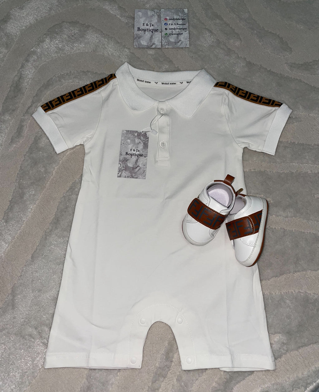 Fendi Romper & Pram Shoes Set
