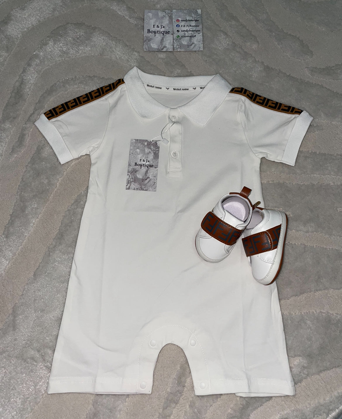 Fendi Romper & Pram Shoes Set