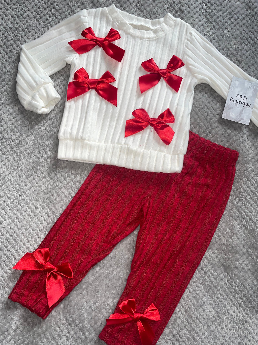 Girls Velvet 2pc Bow Set