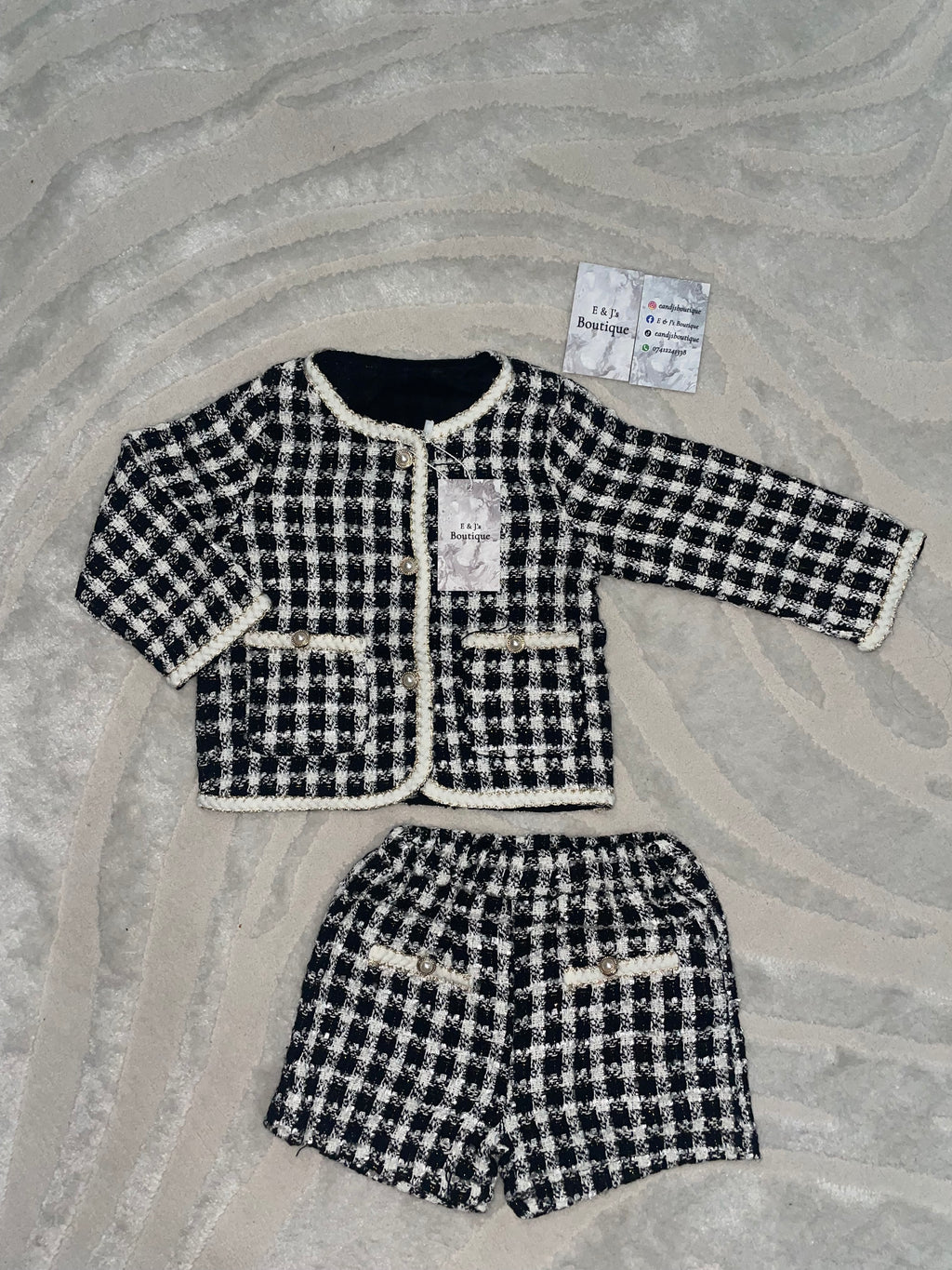 Black Tweed Shorts Set