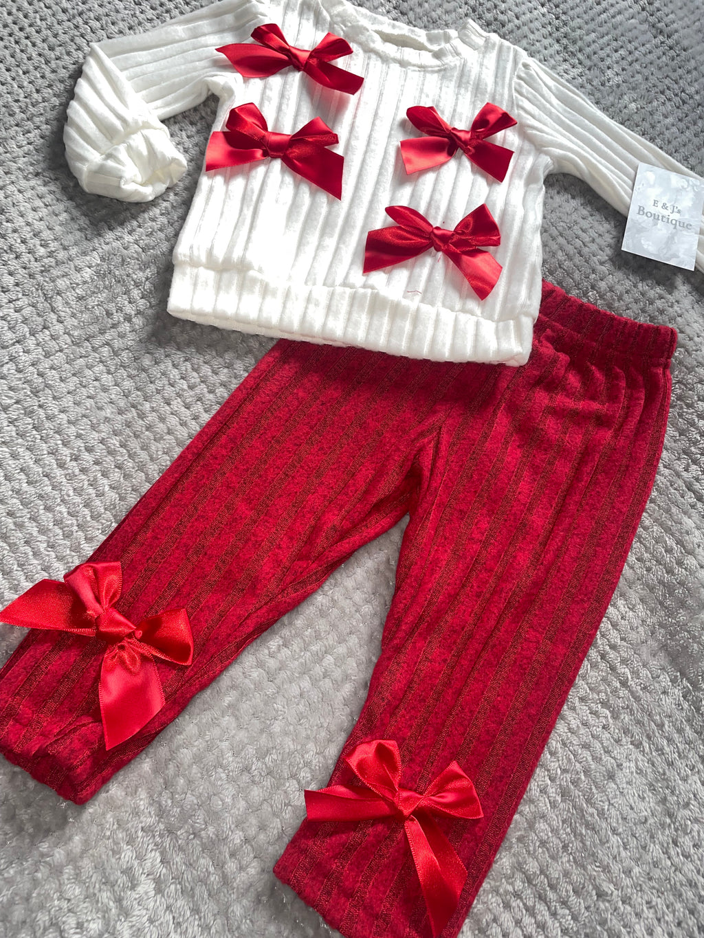 Girls Velvet 2pc Bow Set