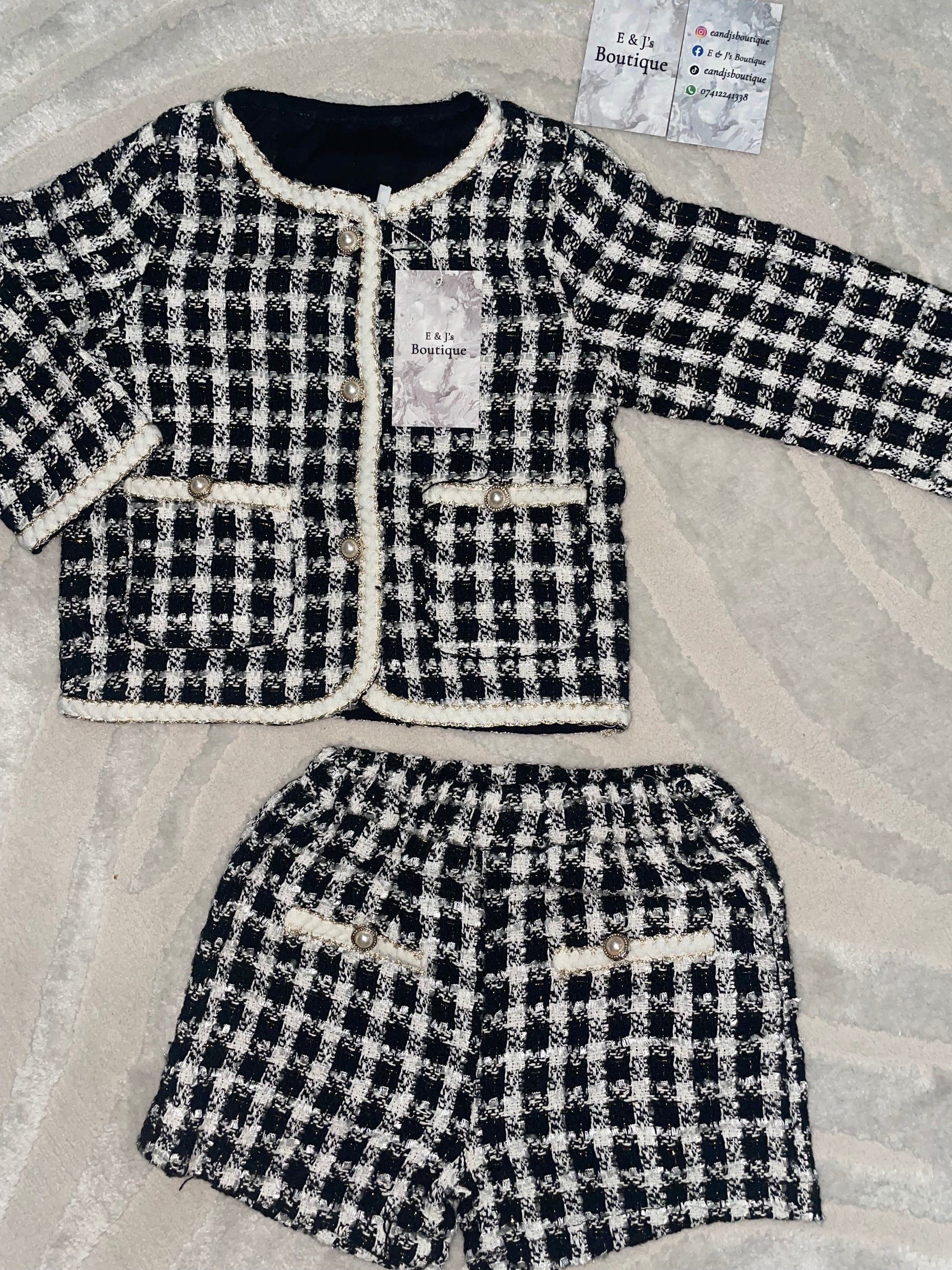 Black Tweed Shorts Set
