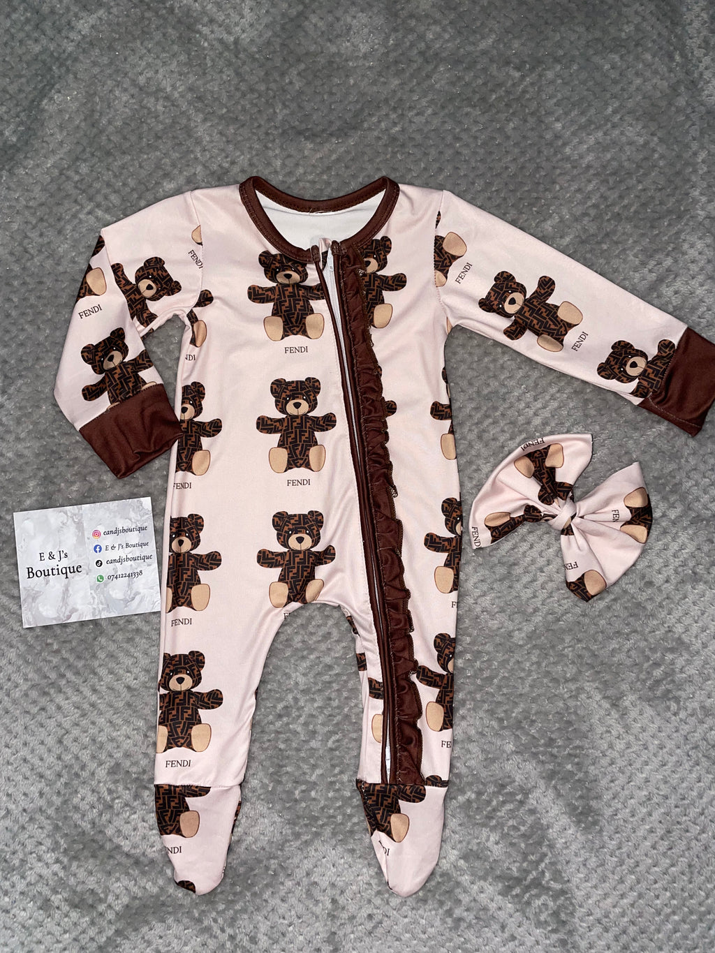 Fendi Babygrows + Hair Clip Bow