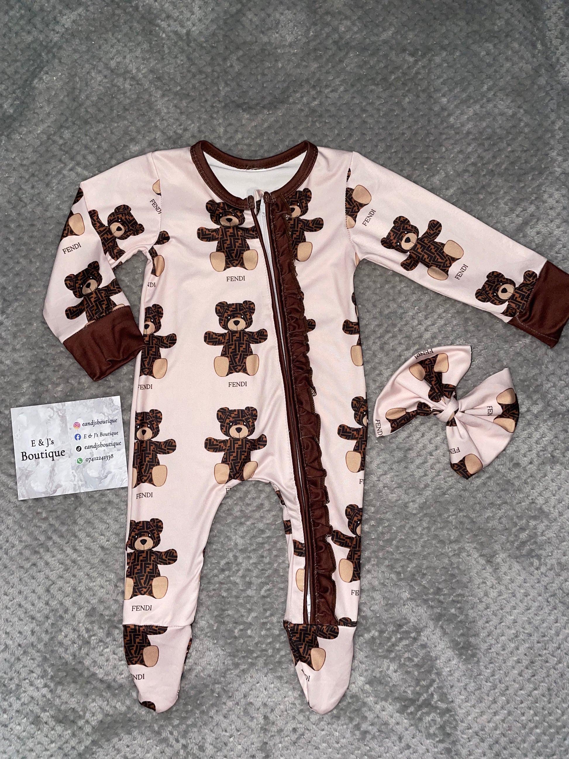 Fendi Babygrows + Hair Clip Bow