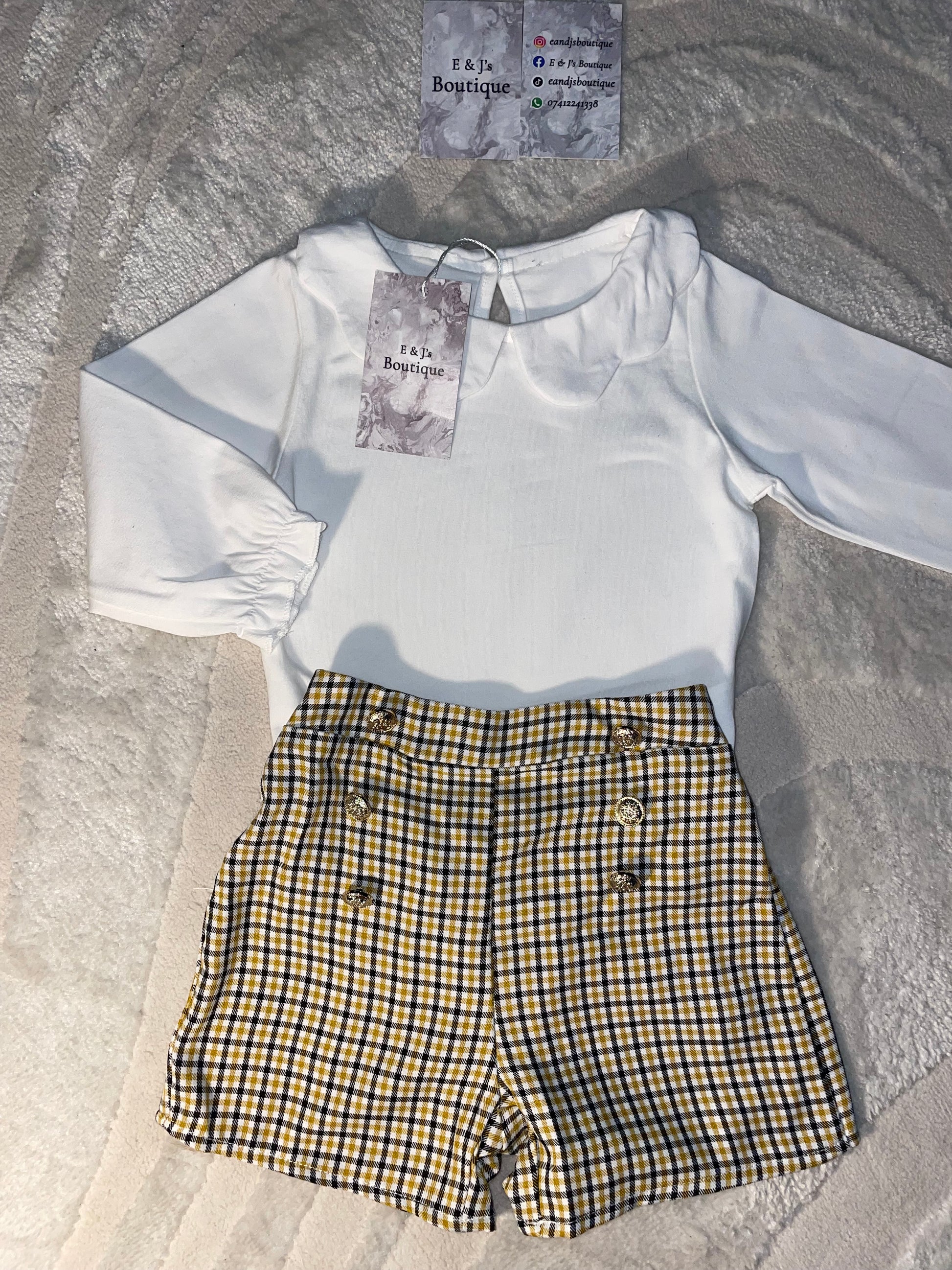 2pc Gold Button Shorts Set