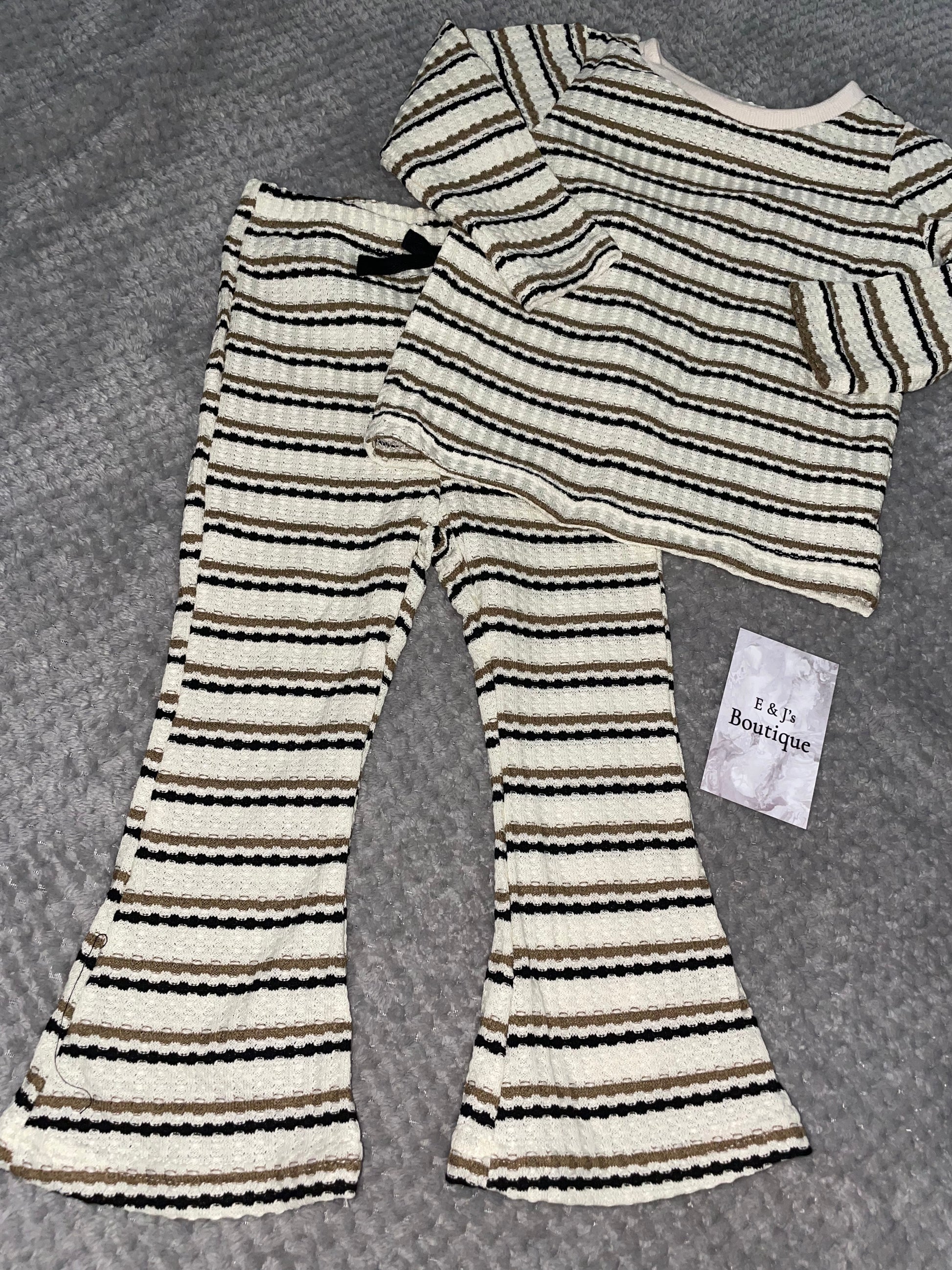 Girls Striped Flared Loungeset