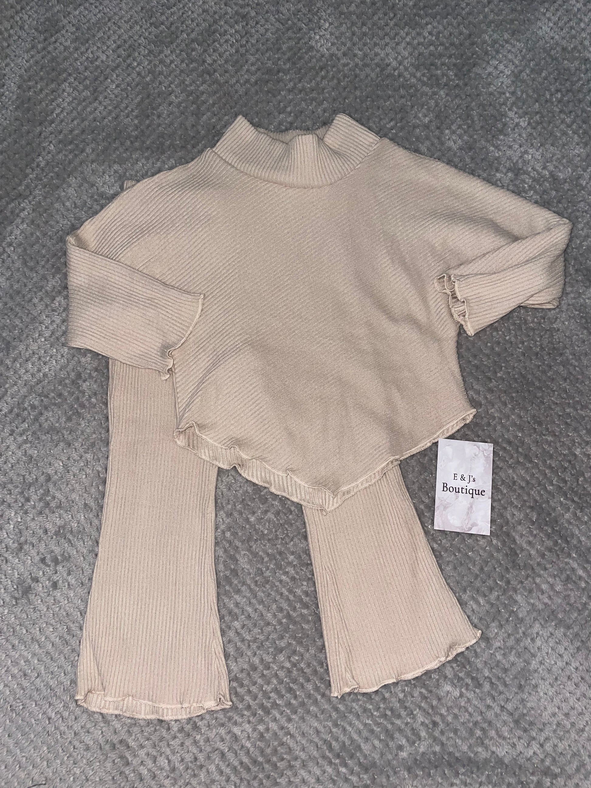 Girls Ribbed Flared Loungeset