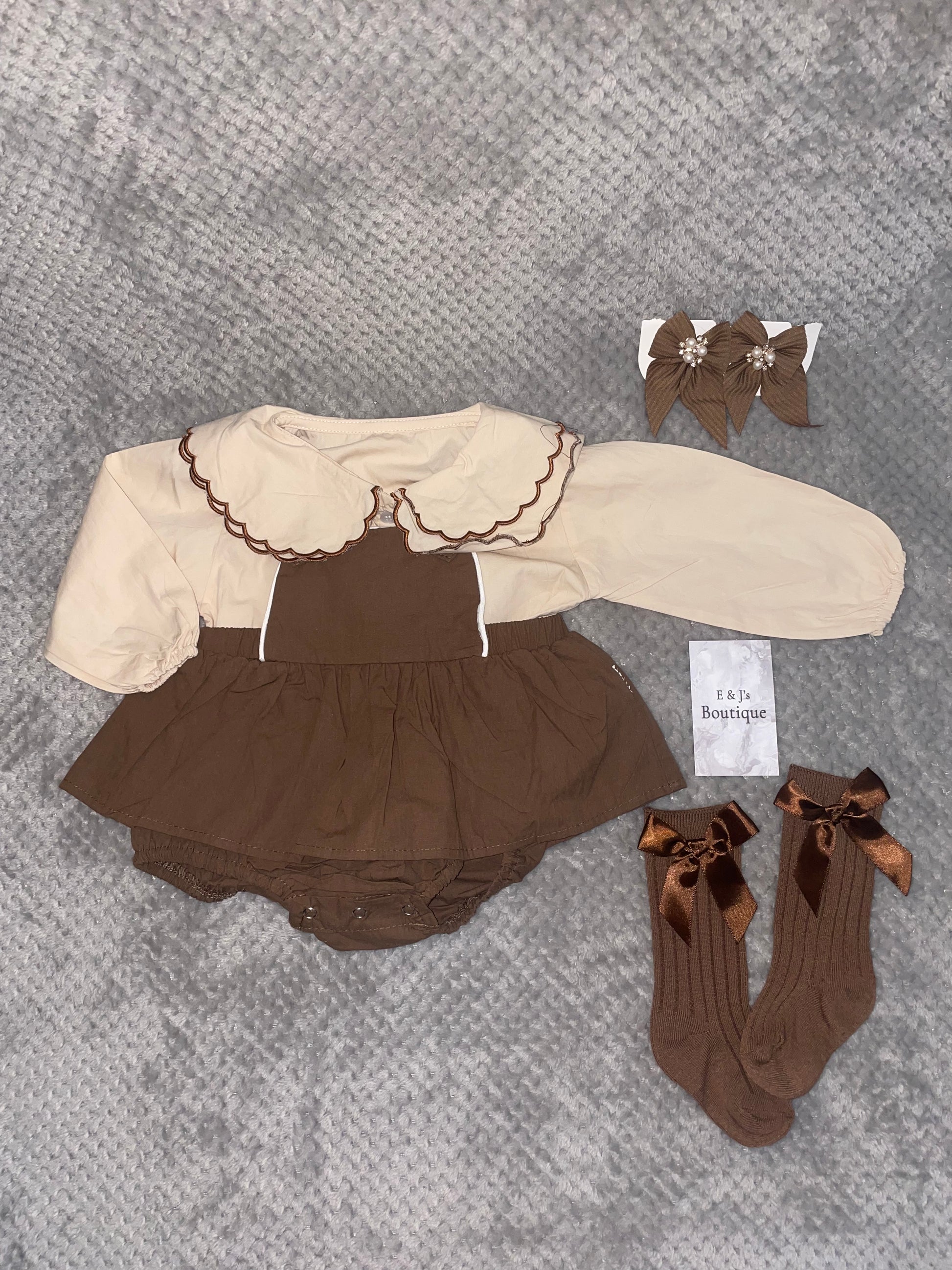 Girls Coffee 4pc Romper Set