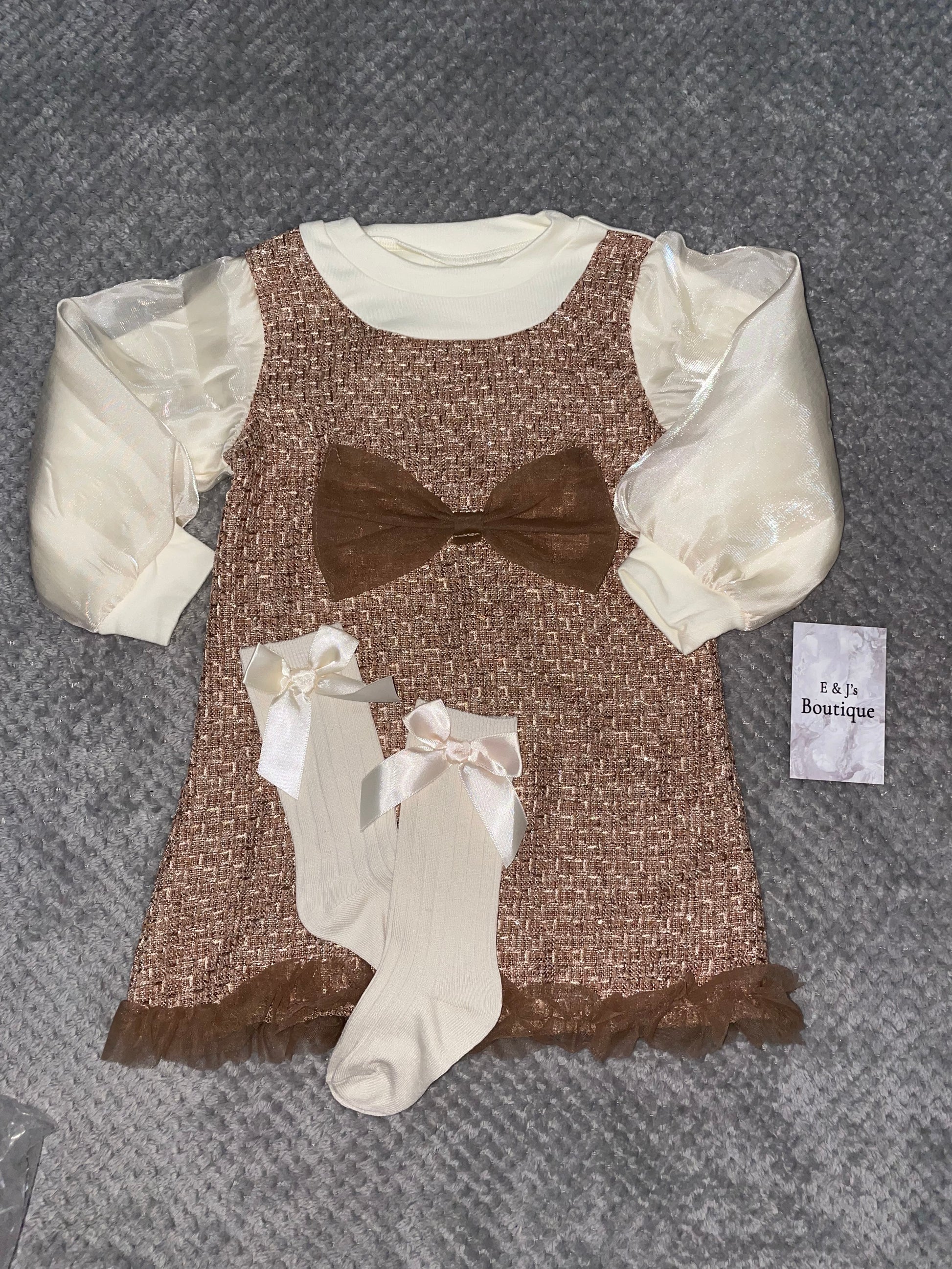 Girls Brown Dress Set
