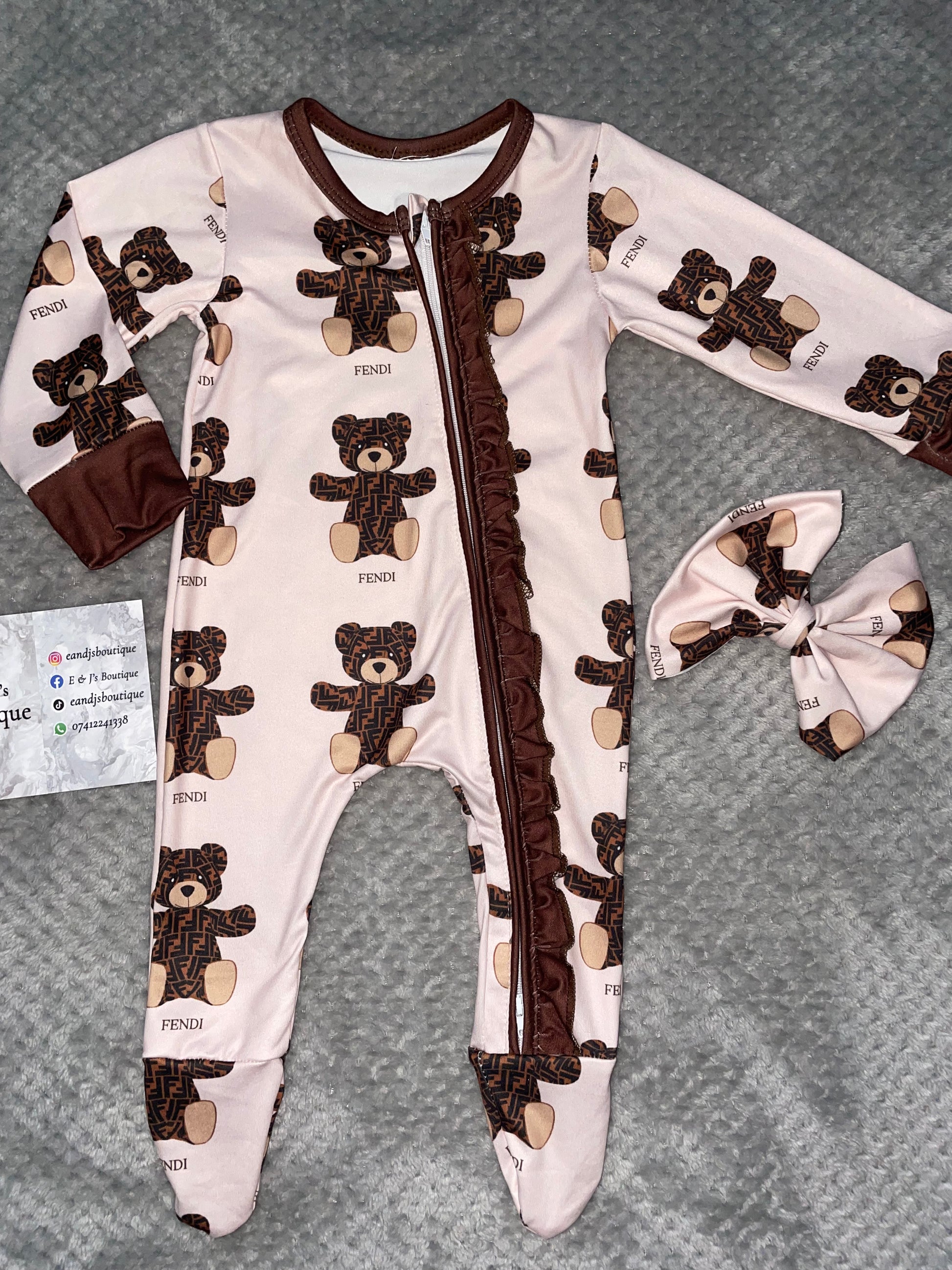 Fendi Babygrows + Hair Clip Bow
