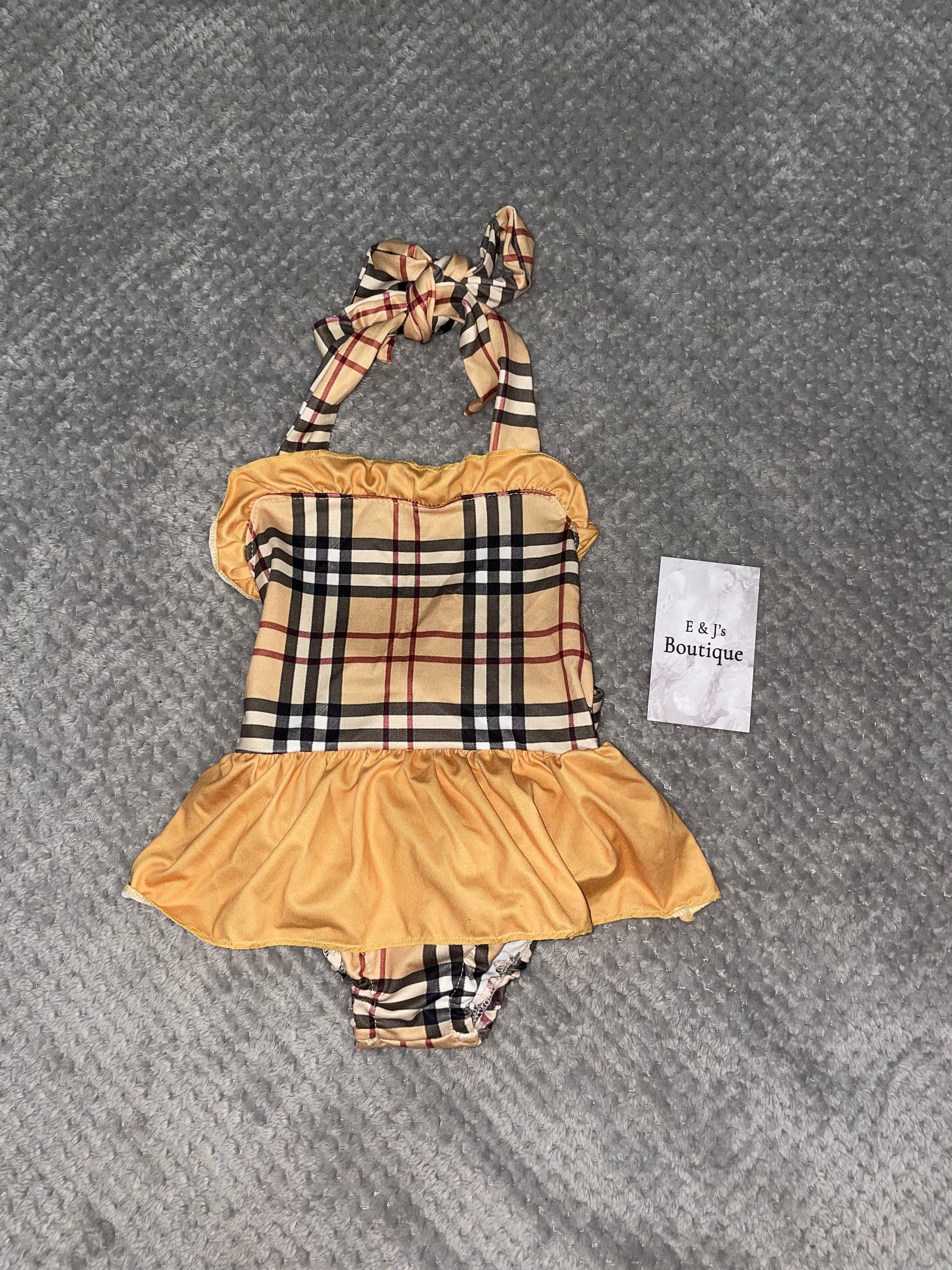 Girls Burberry Inspired All In One Swimsuit