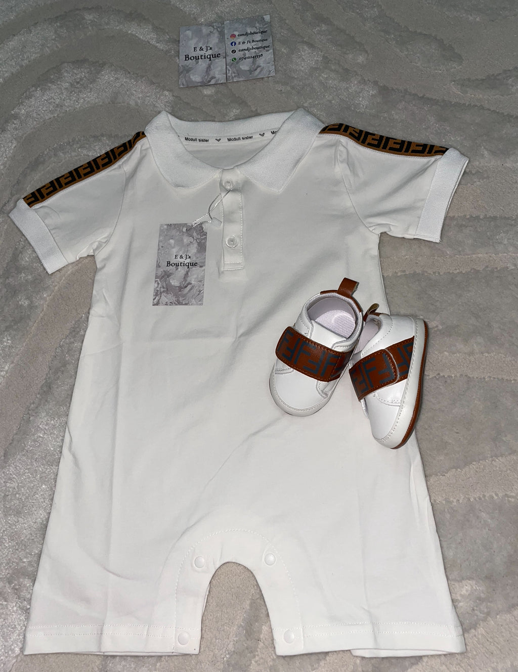 Fendi Romper & Pram Shoes Set
