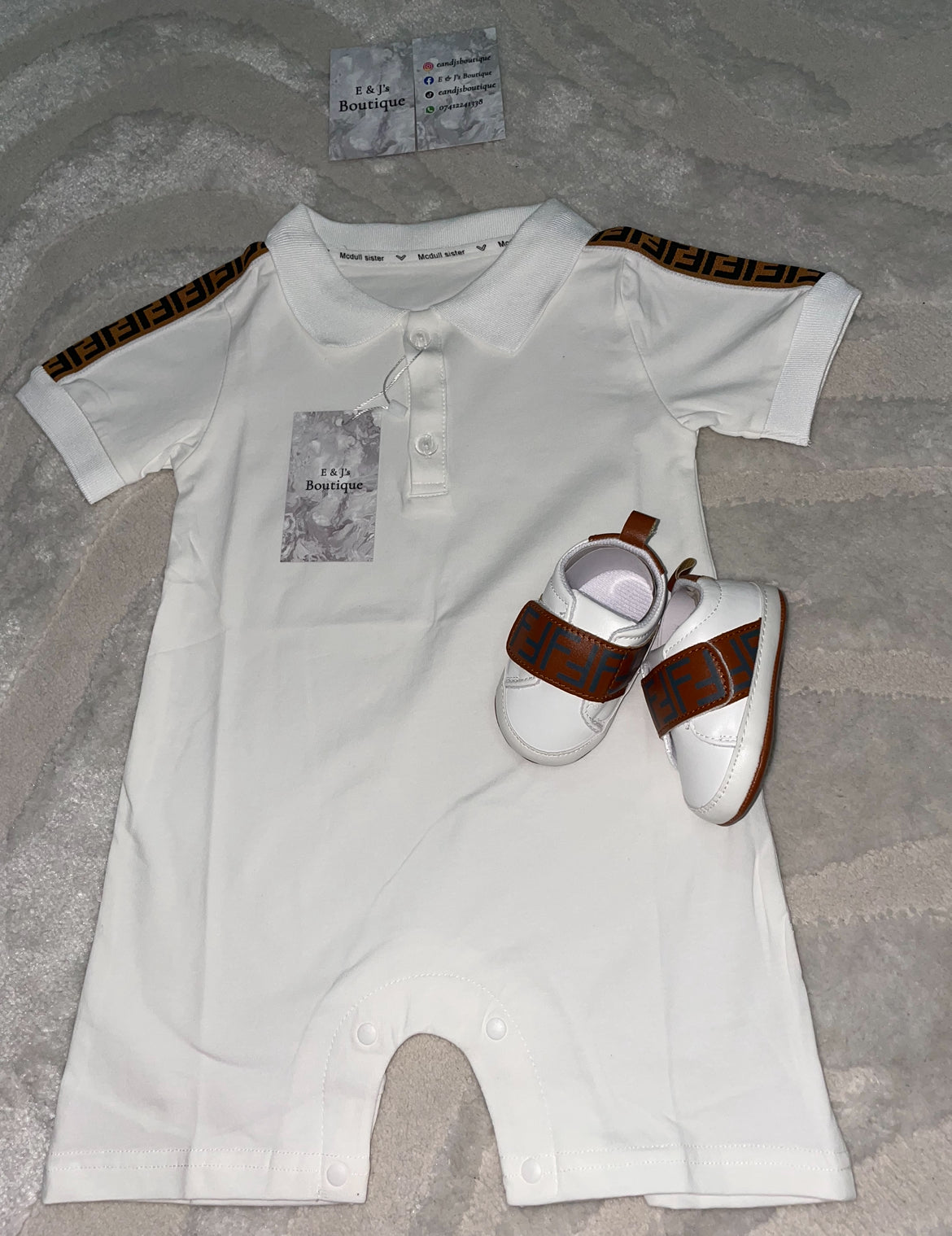 Fendi Romper & Pram Shoes Set