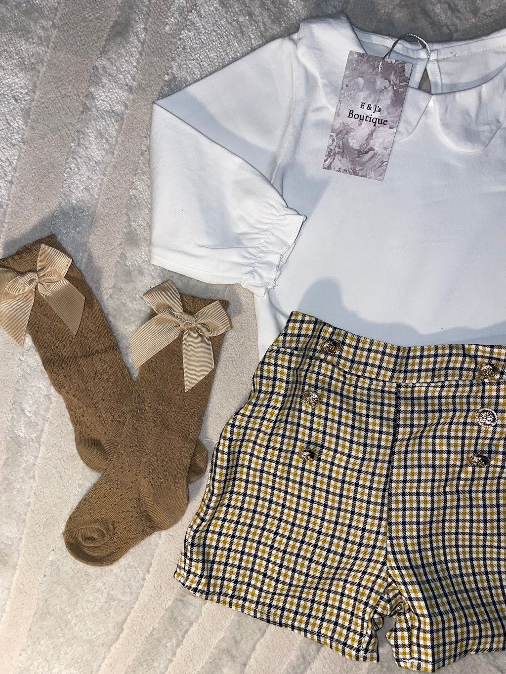 4pc Gold Button Shorts Set