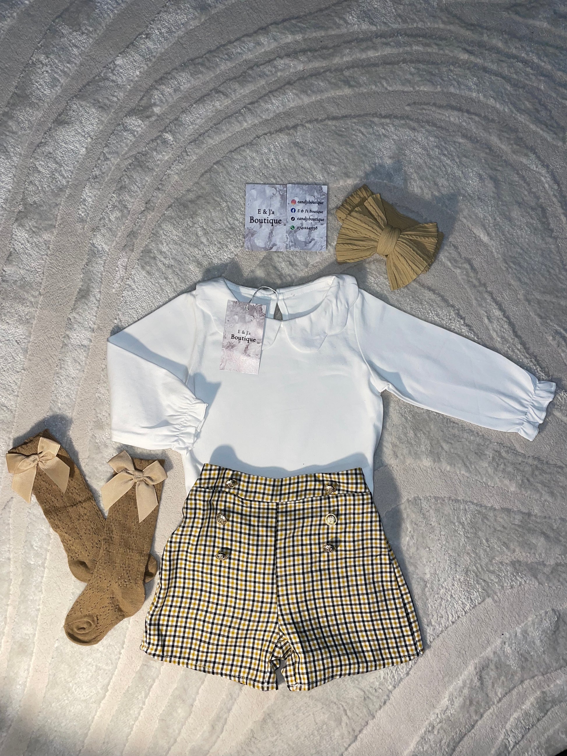 4pc Gold Button Shorts Set