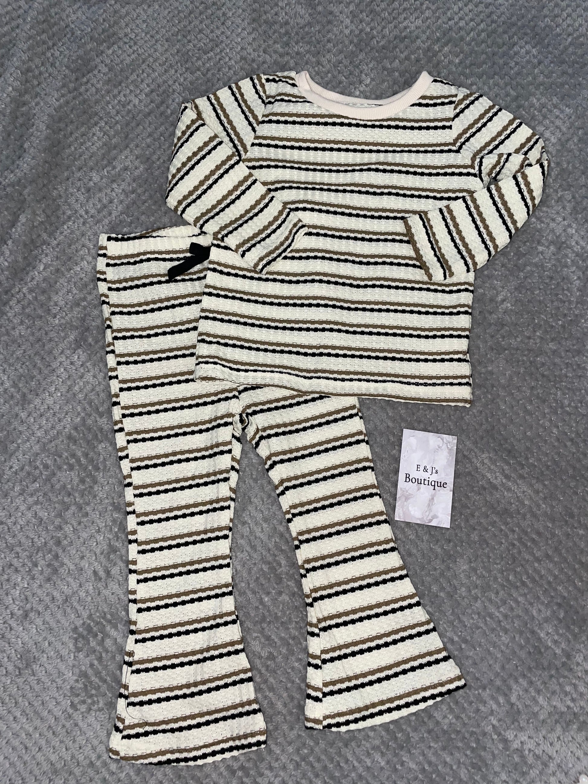 Girls Striped Flared Loungeset