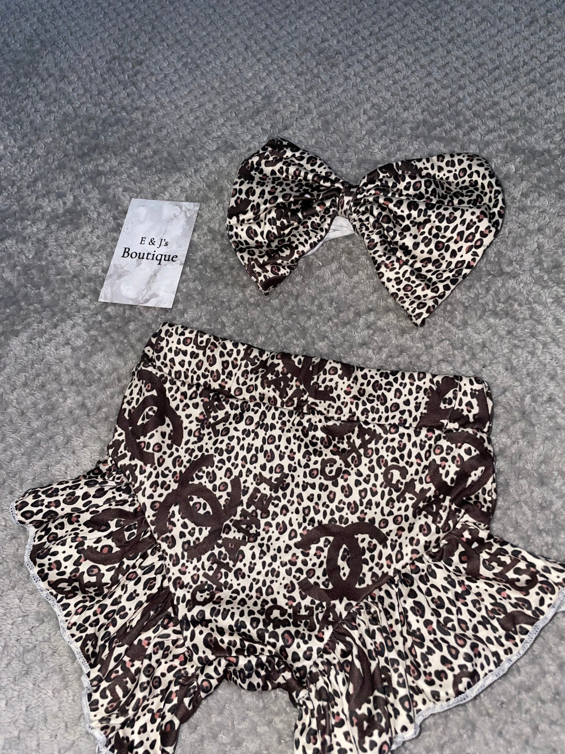 Girls Printed Shorts Set & Headband