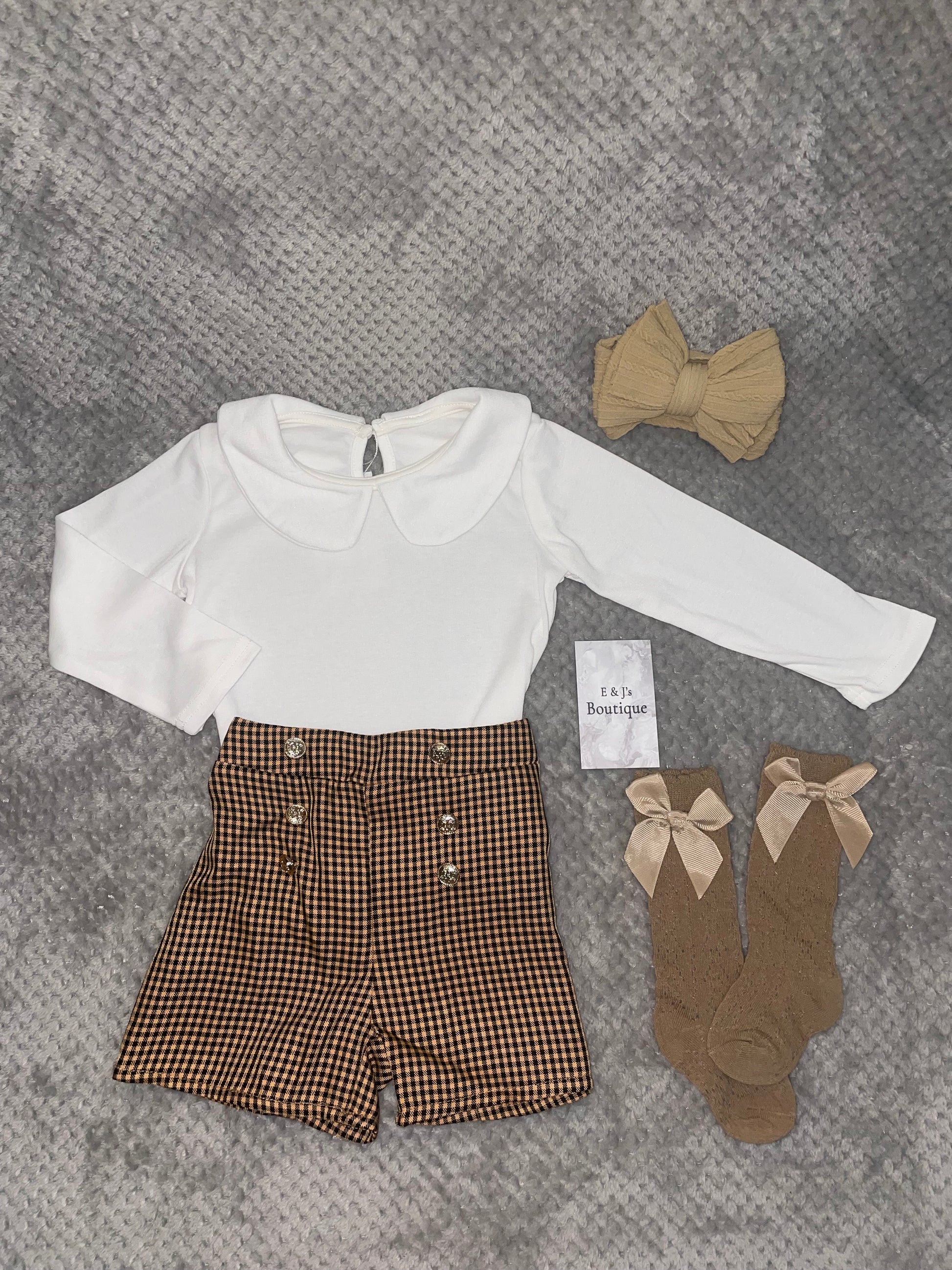 Girls Brown Shorts 4pc Set