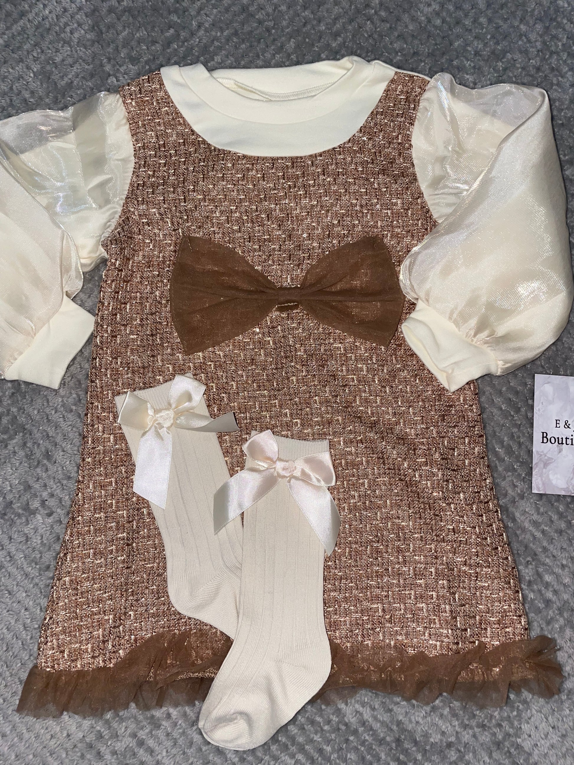 Girls Brown Dress Set