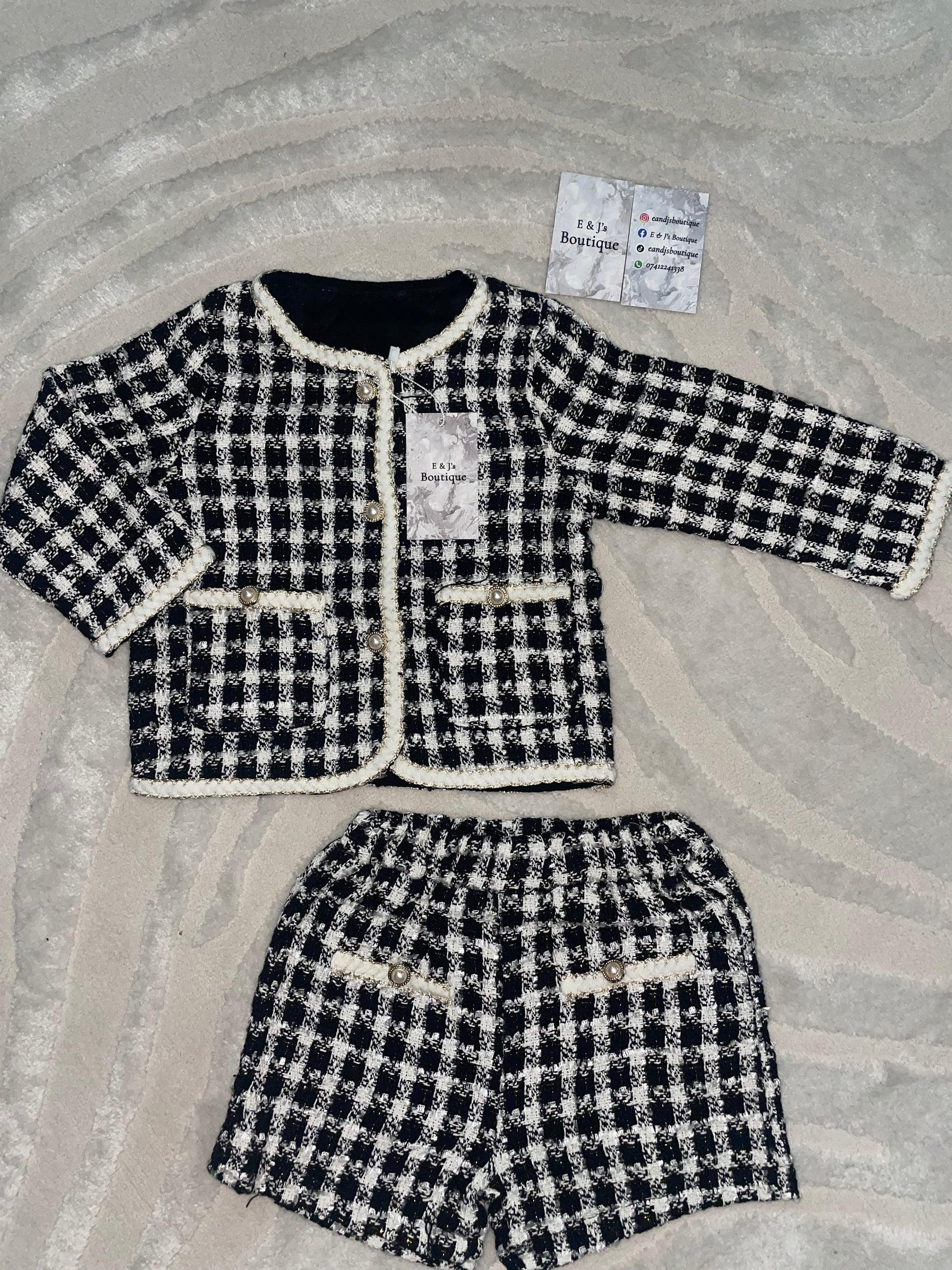 Black Tweed Shorts Set