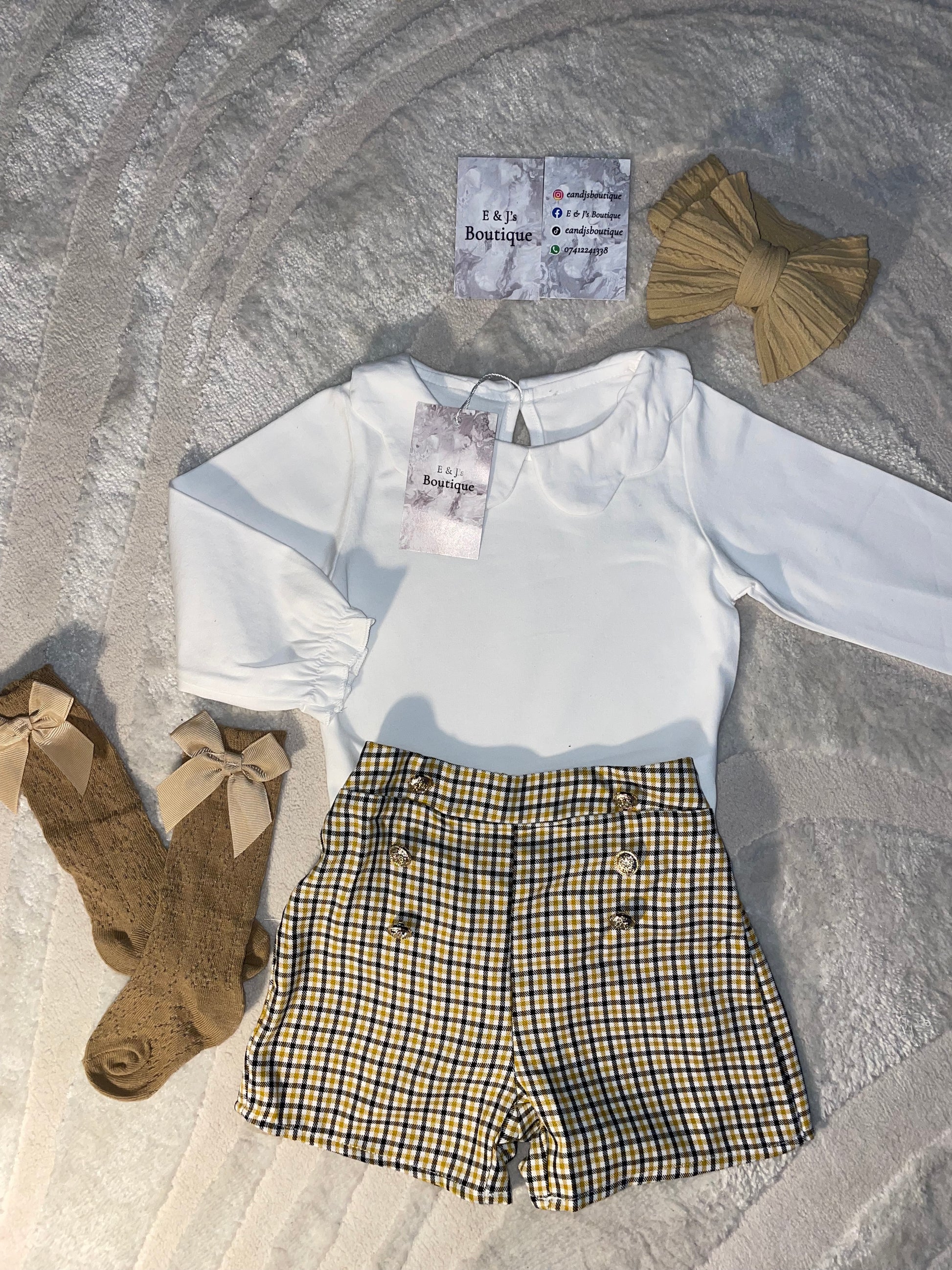 4pc Gold Button Shorts Set