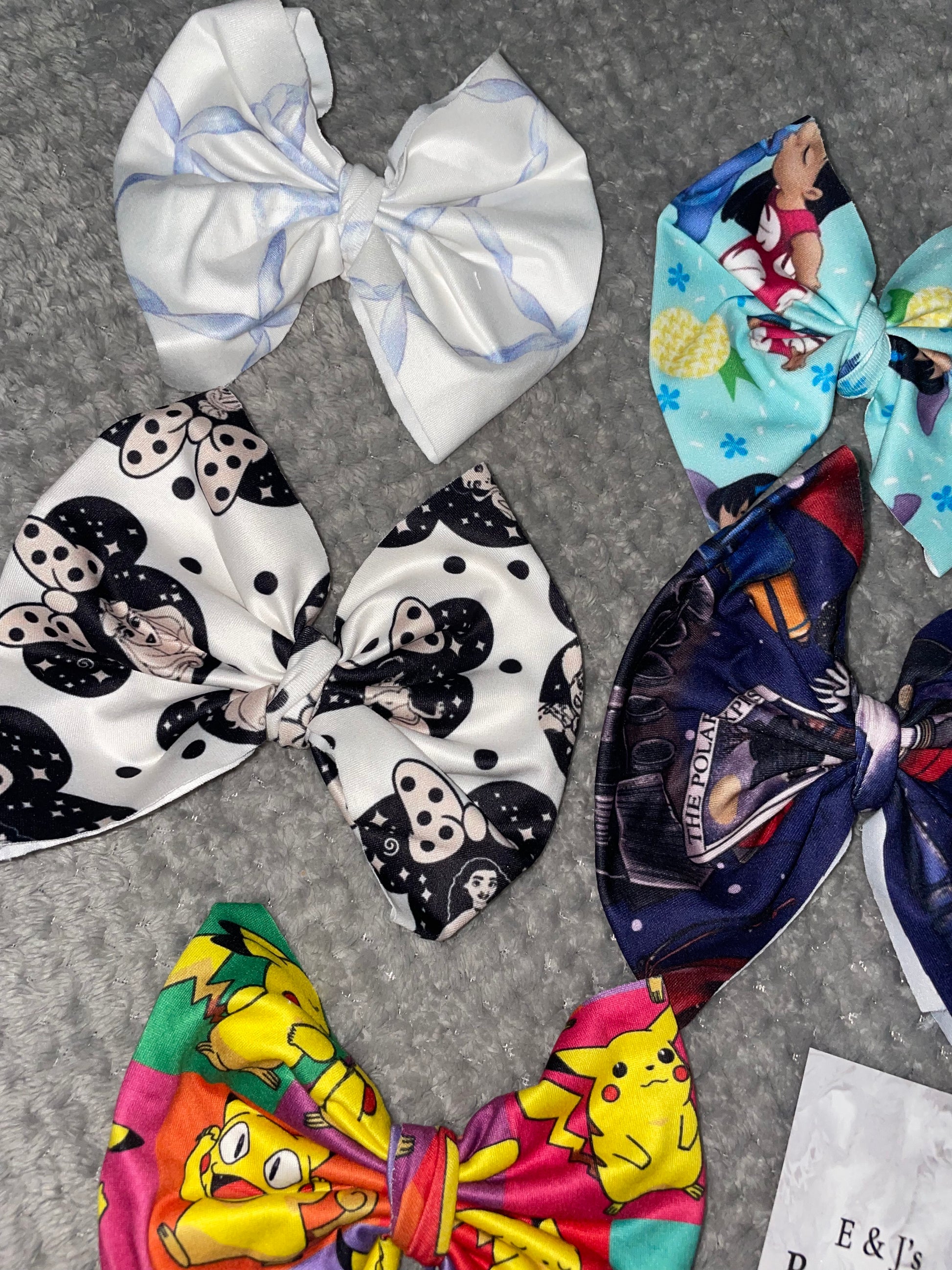 Girls Mixed Design Handmade Hair Bow Clips