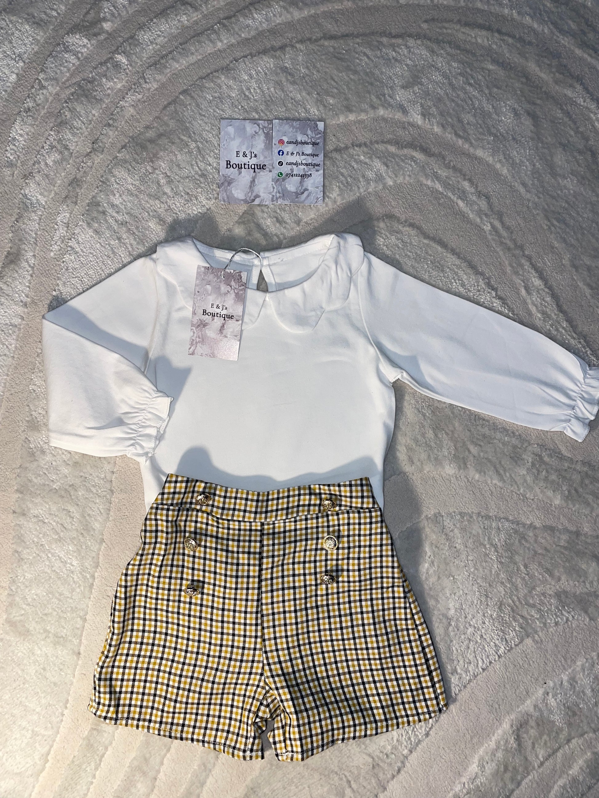 2pc Gold Button Shorts Set