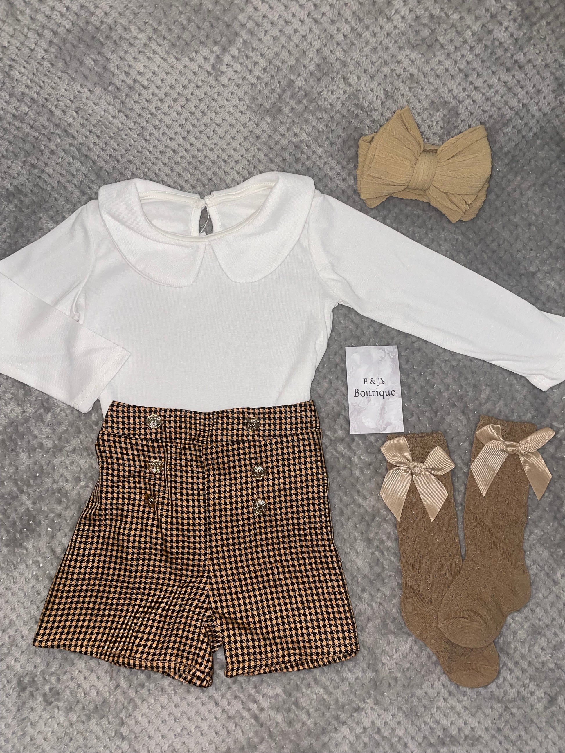 Girls Brown Shorts 4pc Set