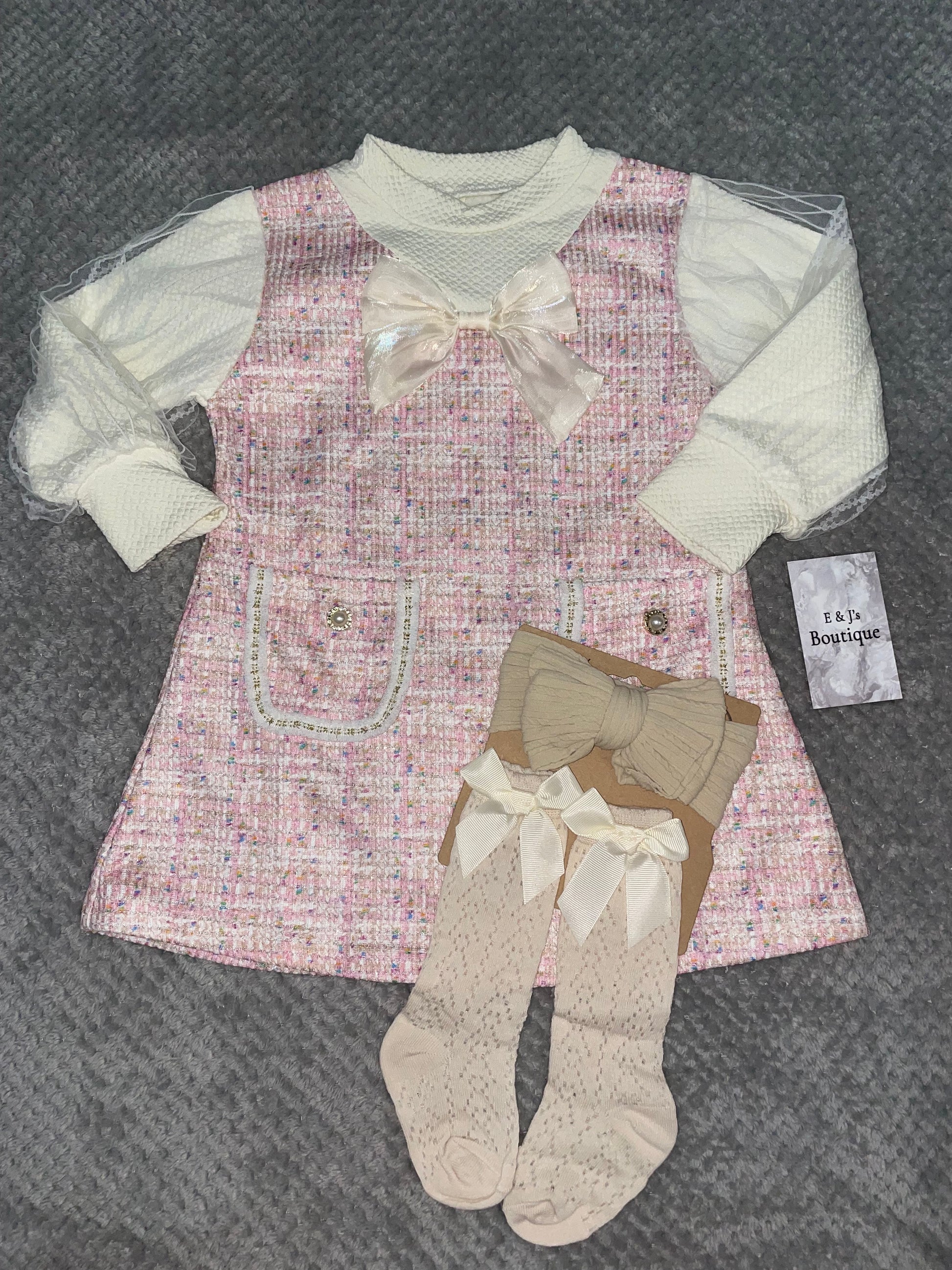 Girls Cream Dress Set