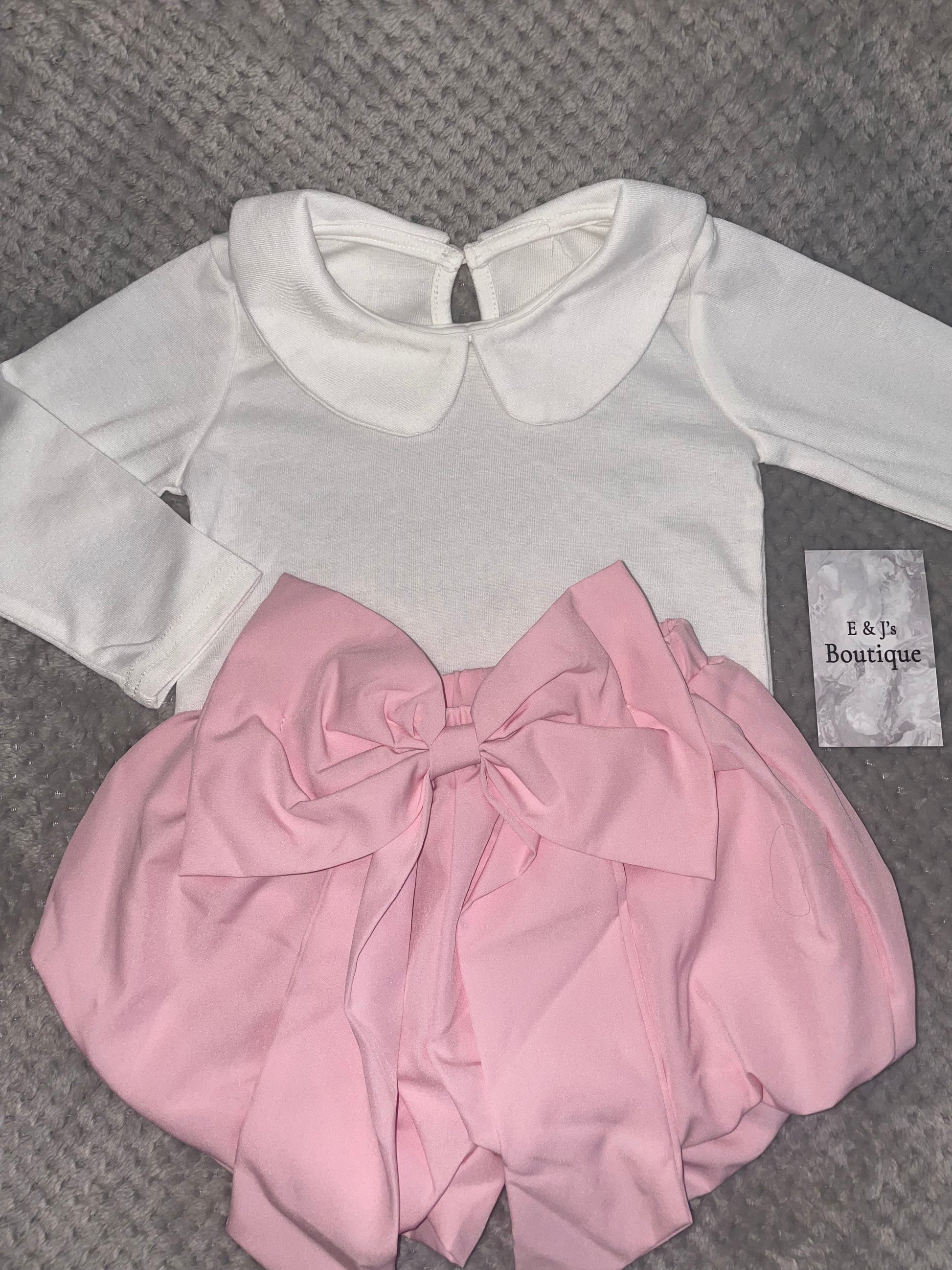 Girls Pink Bow 2pc Set