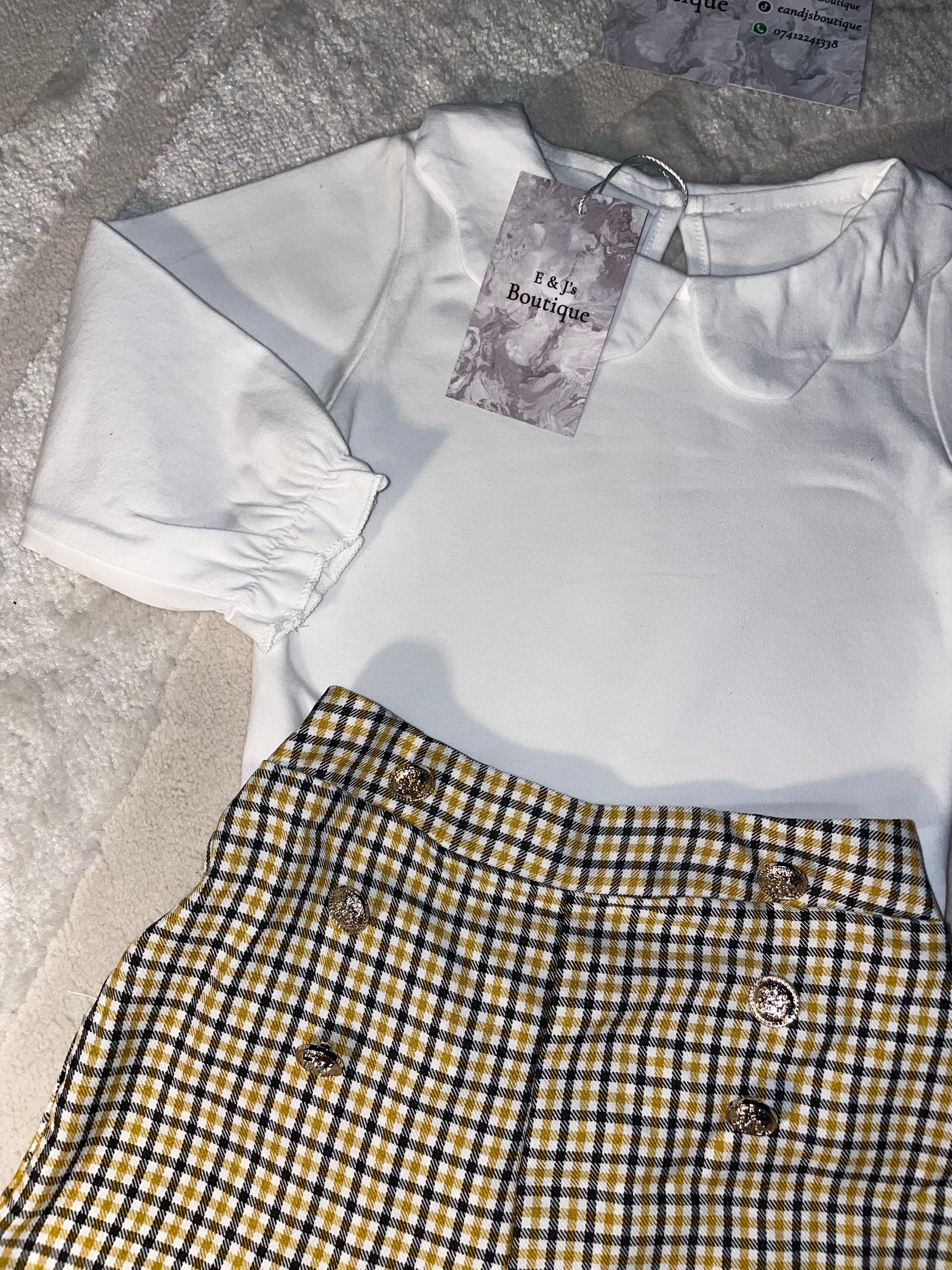 2pc Gold Button Shorts Set