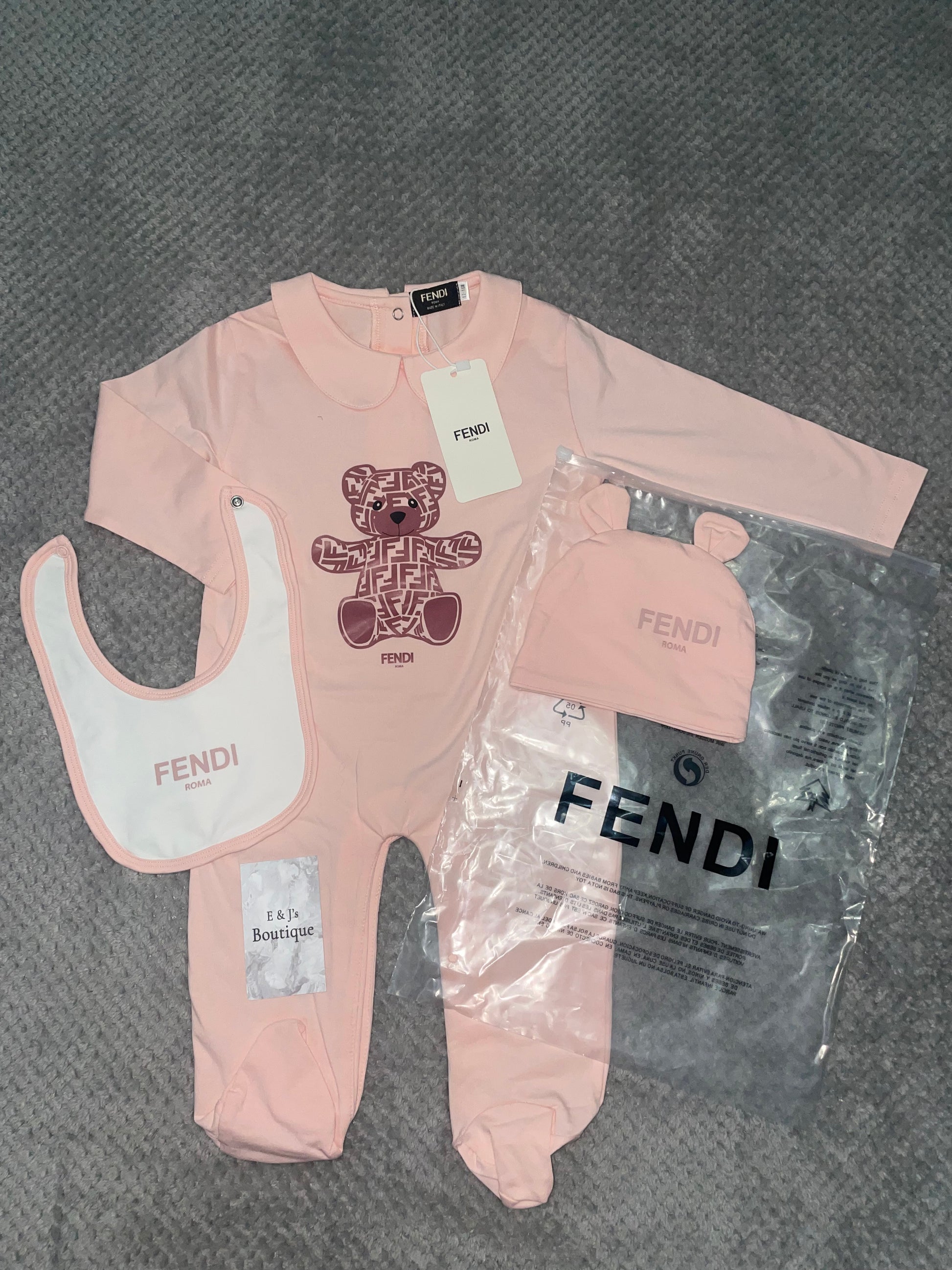 Fendi Teddy Bear 3pc Babygrow Set