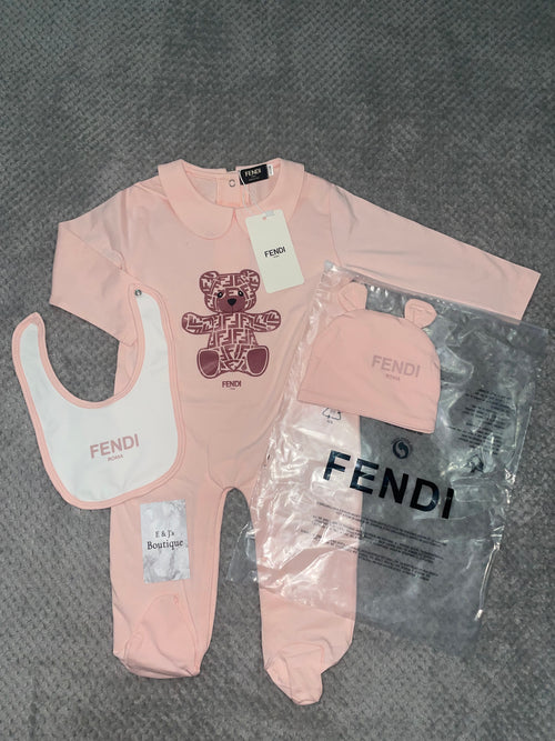 Fendi Teddy Bear 3pc Babygrow Set