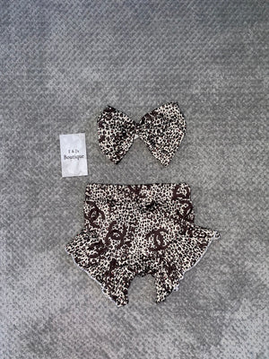 Girls Printed Shorts Set & Headband