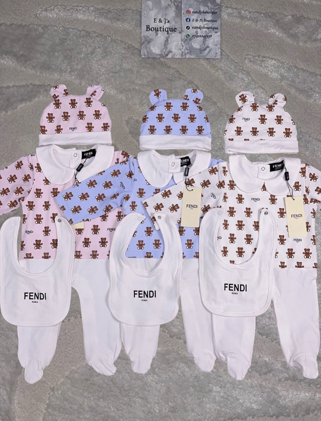 3pc Mini Fendi Teddy Bear Sets
