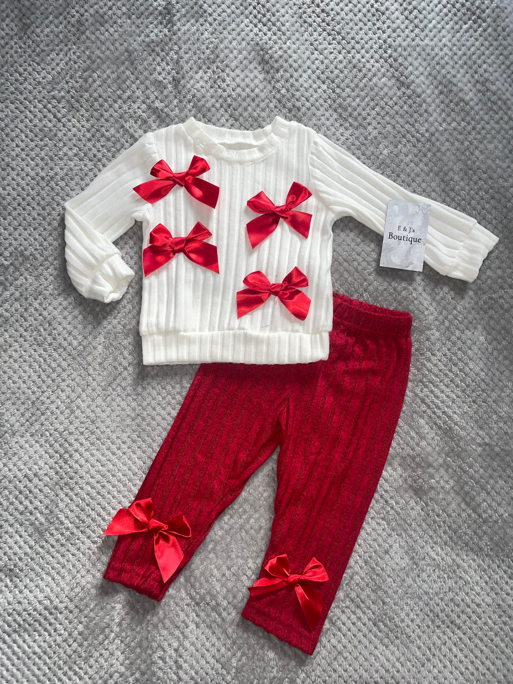 Girls Velvet 2pc Bow Set