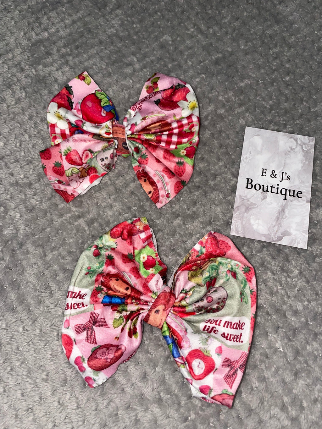 Girls Strawberry Shortcake Handmade Hair Bow Clips